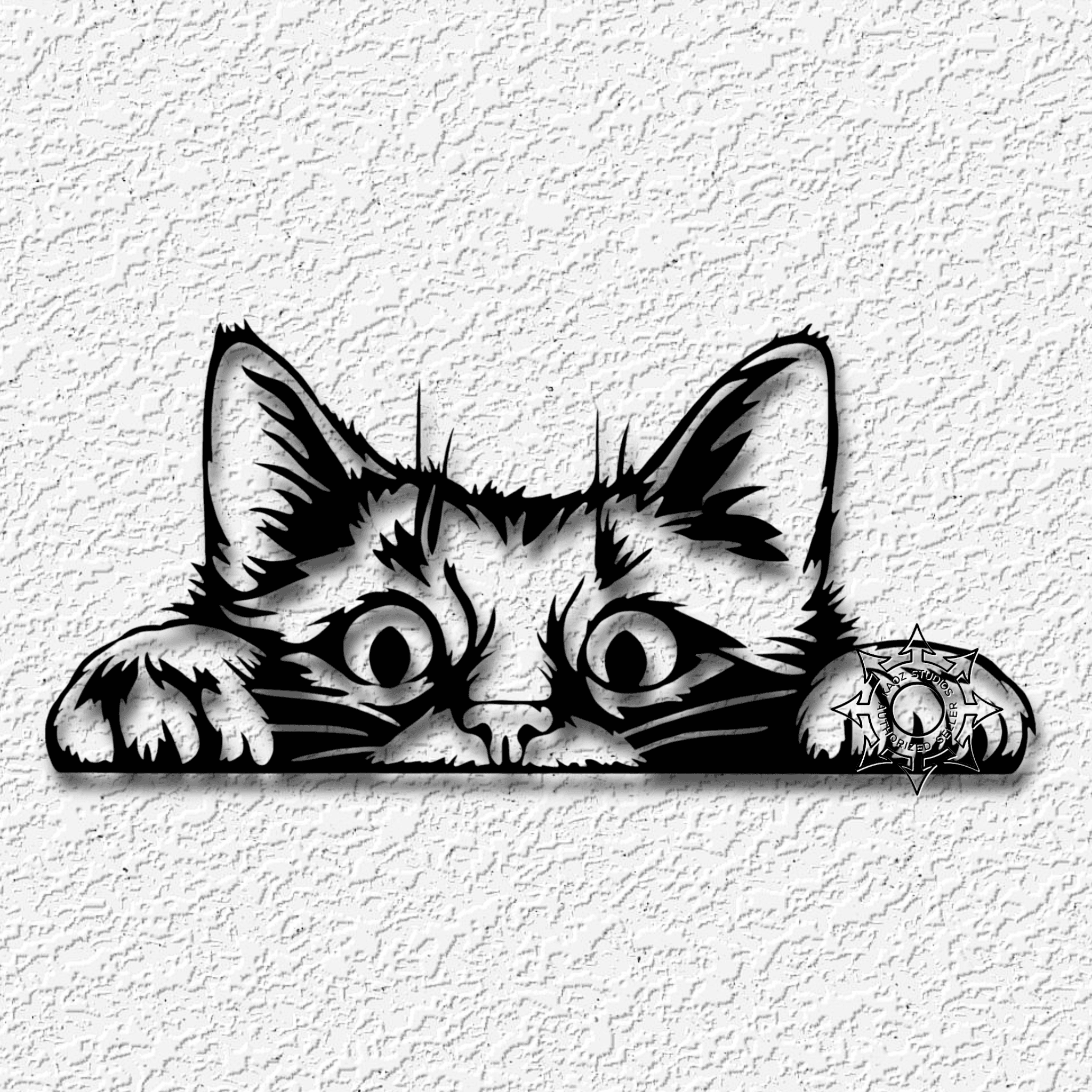 Cute Peeking Kitten wall art cat decor kitten art 3d model