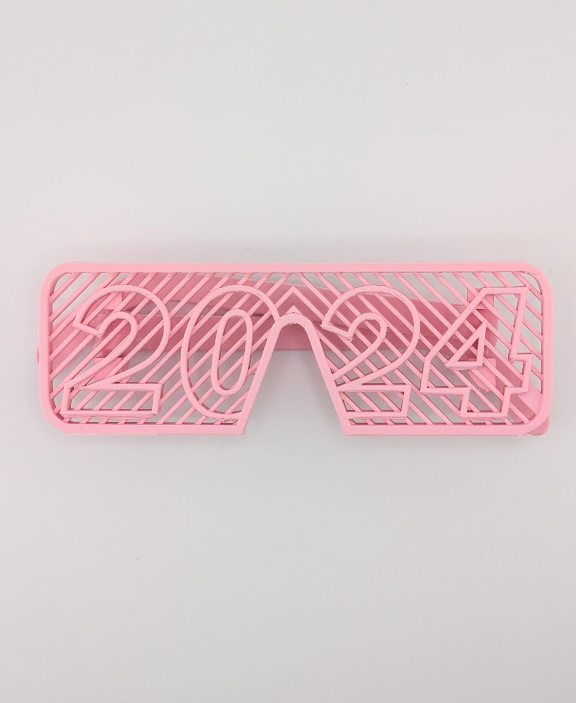 2024 Glasses - 2024 Glasses in Polyterra Sakura Pink 
(Printed on Bambu Labs X1C at .16mm) - 3d model