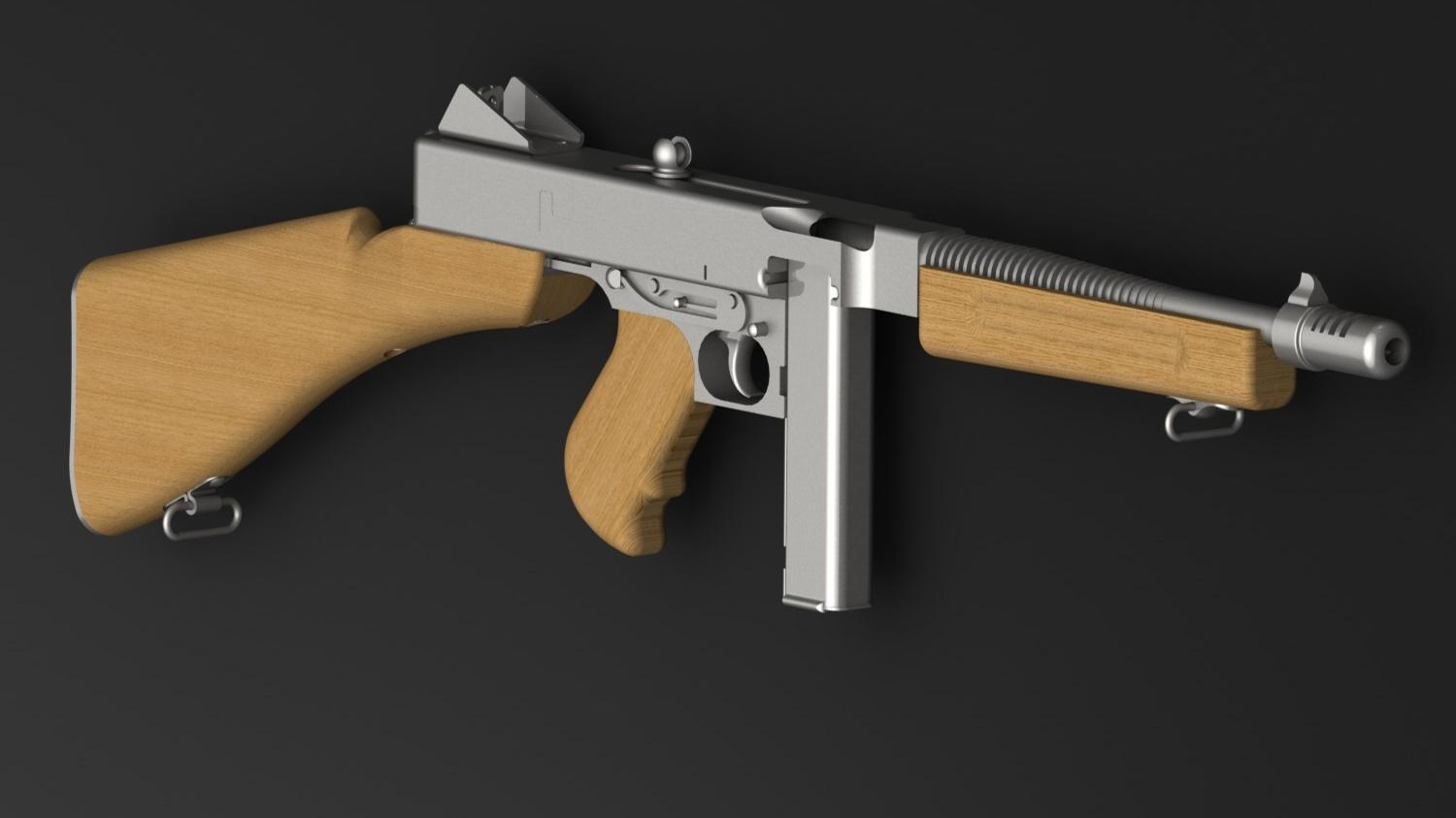 Thompson 1928 Sub-Machine Gun - Functional Assembly 3d model