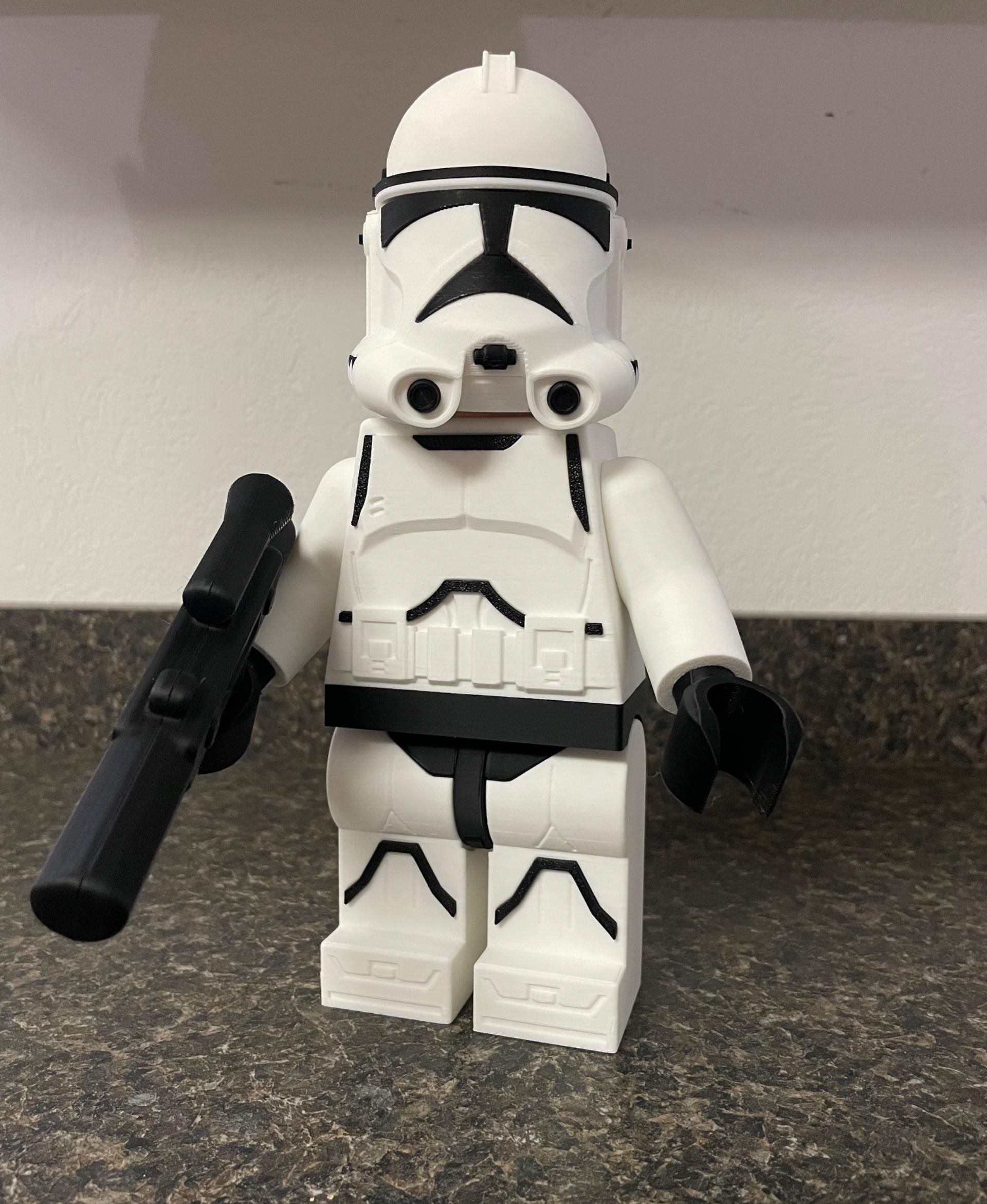 Clone Trooper - Phase II (6:1 LEGO-inspired brick figure, NO MMU/AMS, NO supports, NO glue) 3d model