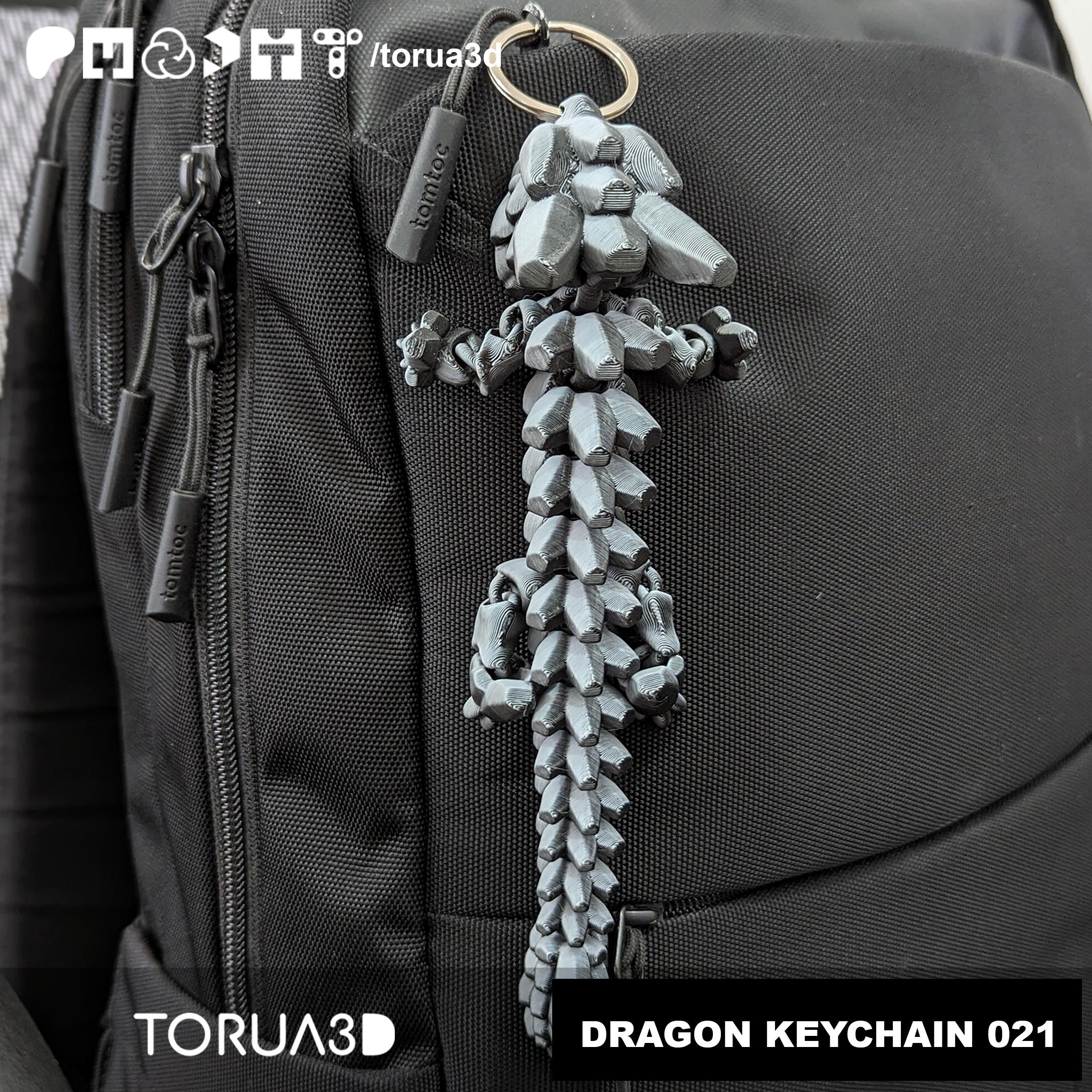 Articulated Dragon Keychain 021 - No Supports - Print in place 3d model