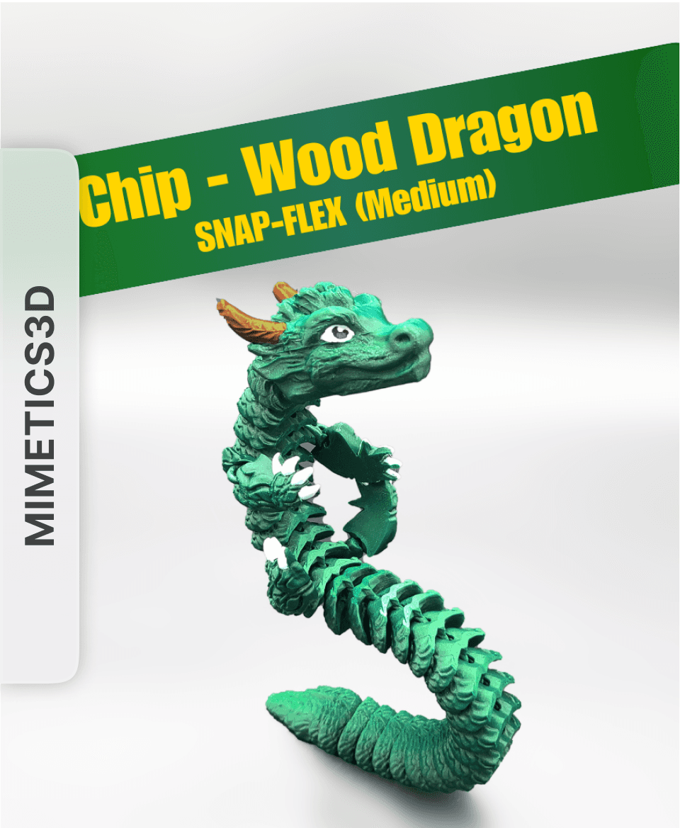 Chip, Wood Dragon - Articulated Dragon Snap-Flex Fidget by Mimetics3D 3d model