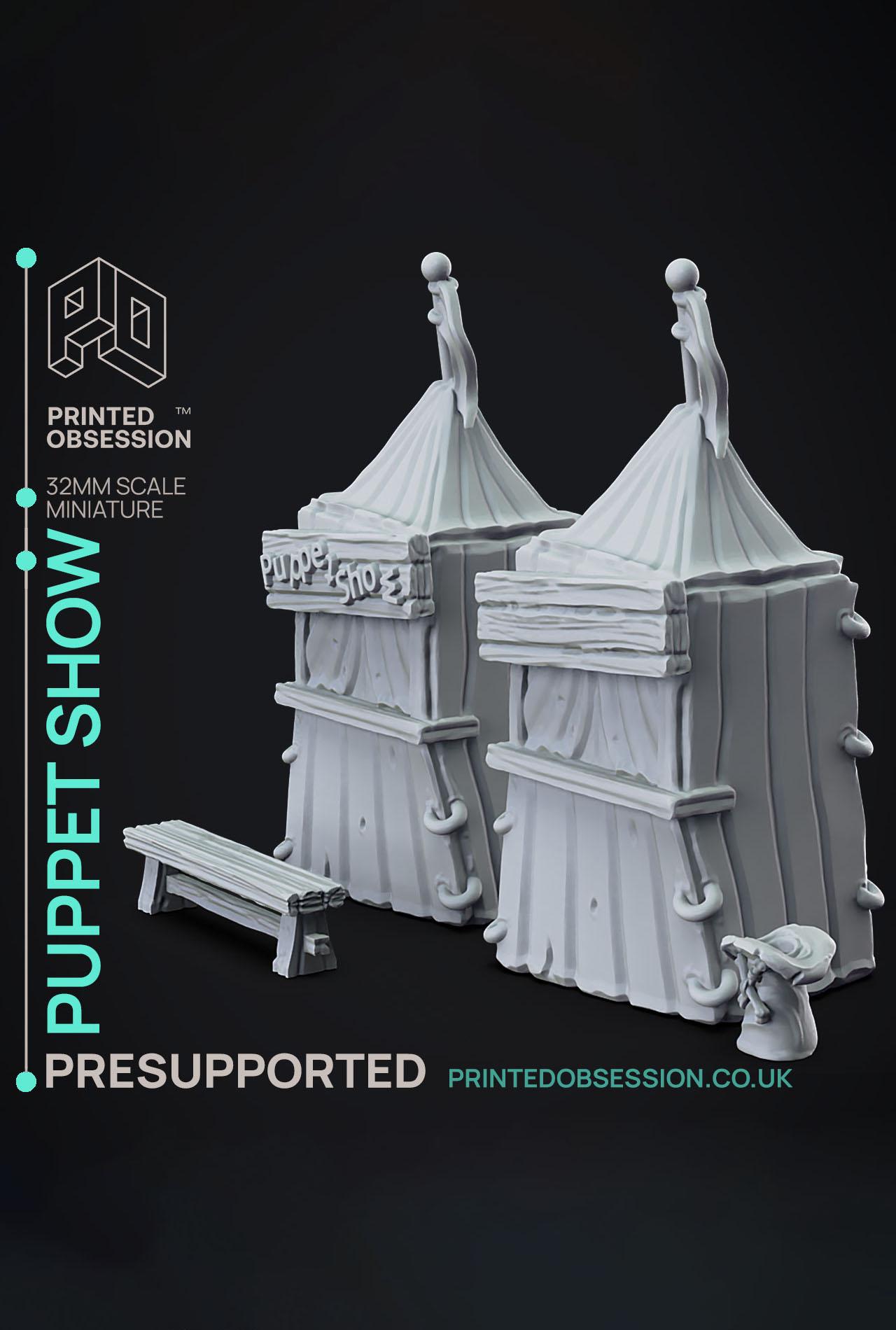 Scenery - Show tent - Puppet masters apprentice - PRESUPPORTED - Illustrated and Stats - 32mm scale	 3d model