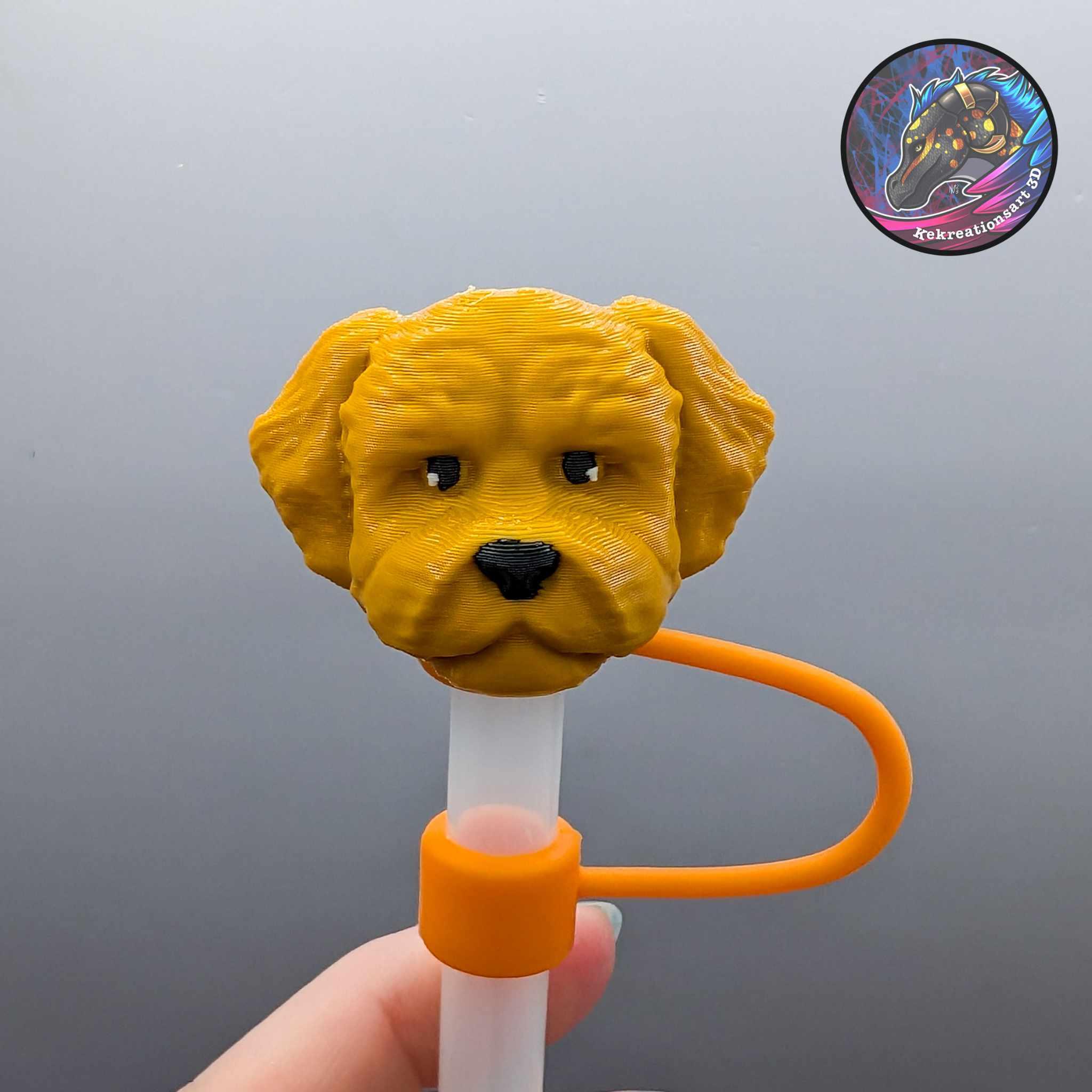 dog set 4 straw toppers and keychains 3d model