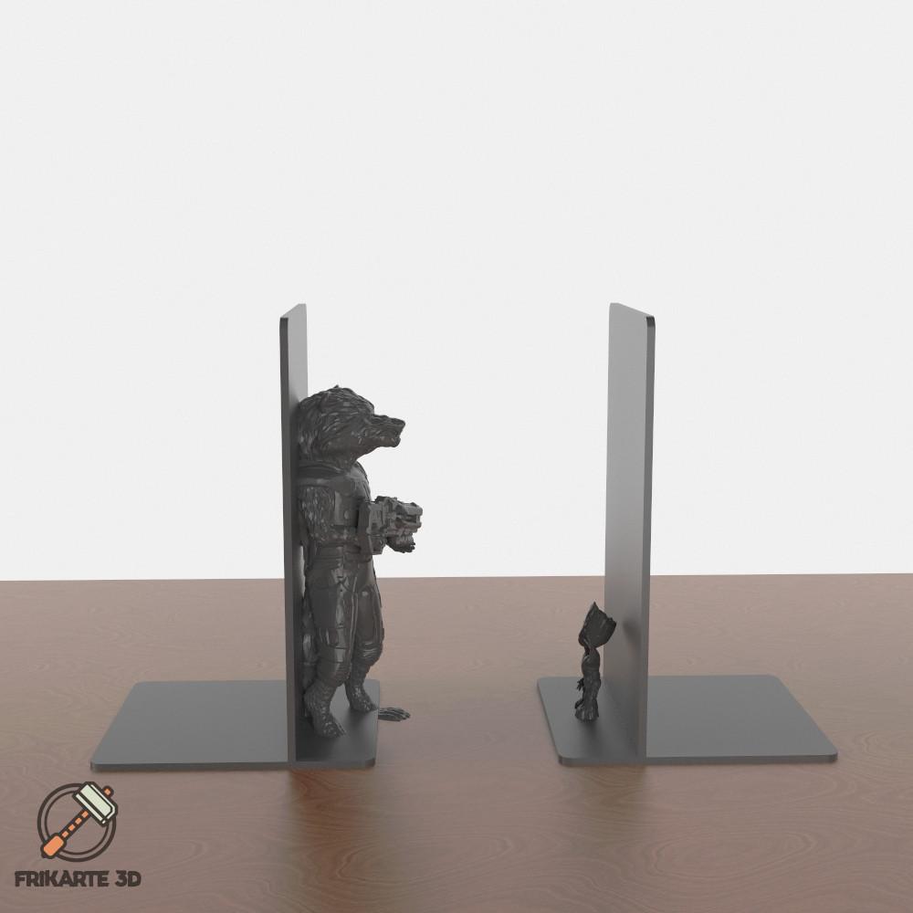 Rocket and Baby Groot Bookends 3d model