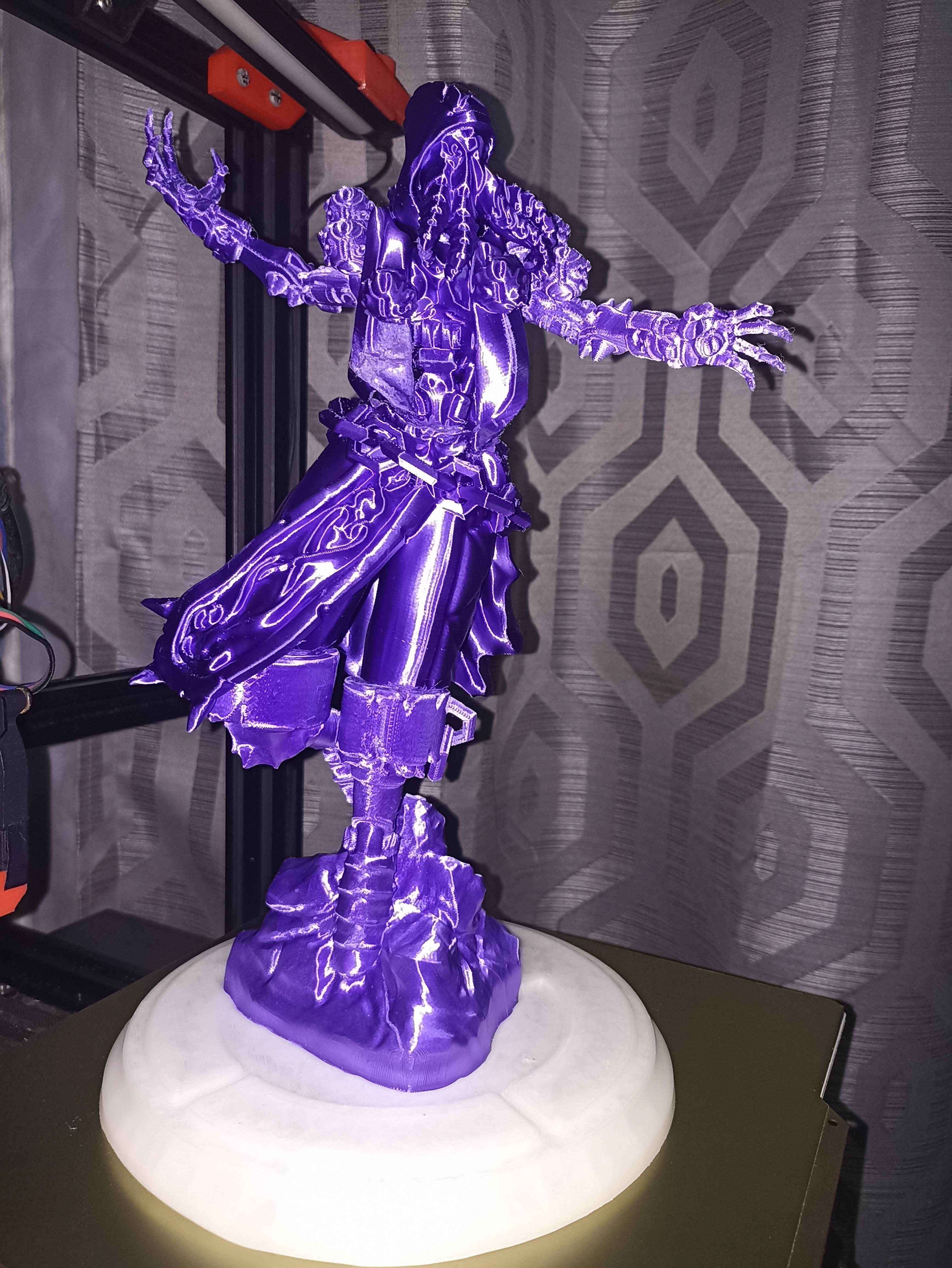 Cthulhu Zenyatta  - This thing looks amazing!!!!!

Just finished printing it
Base is Echien GITD(it faintly glows red)
Model is Polymaker purple silk

Might sand and paint it, not sure, it would be a first for me - 3d model