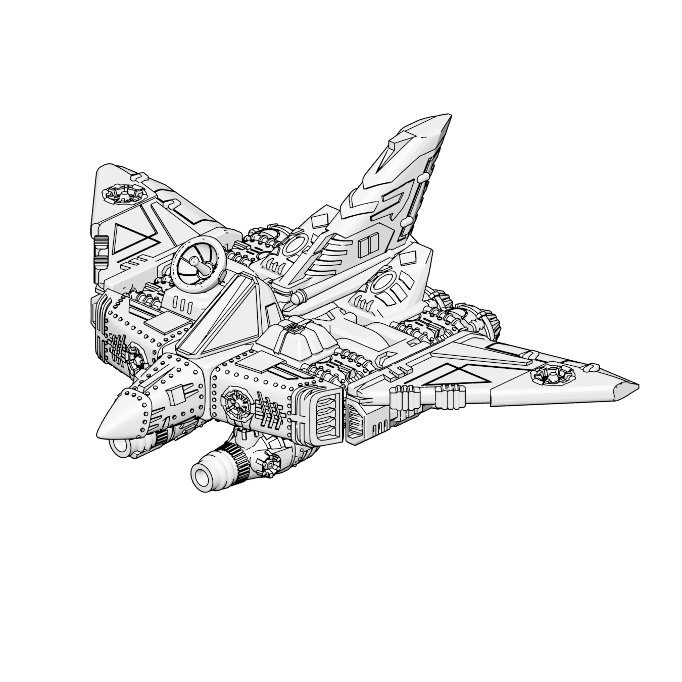PrintABlok Deltawing Articulated Spaceship Construction Toy 3d model
