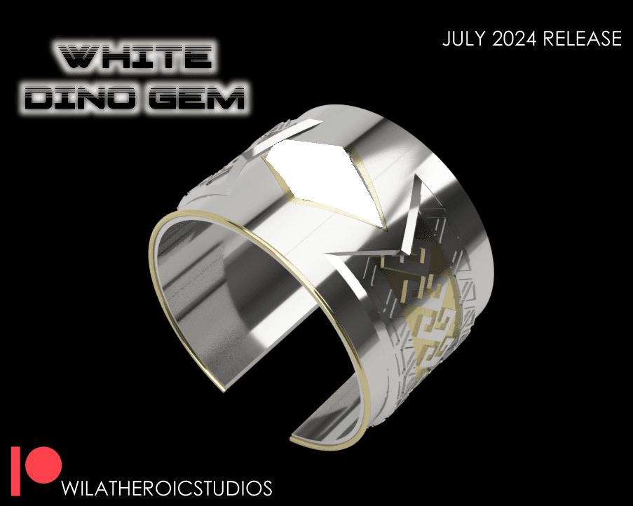 White Dino Gem Bracelet 3d model