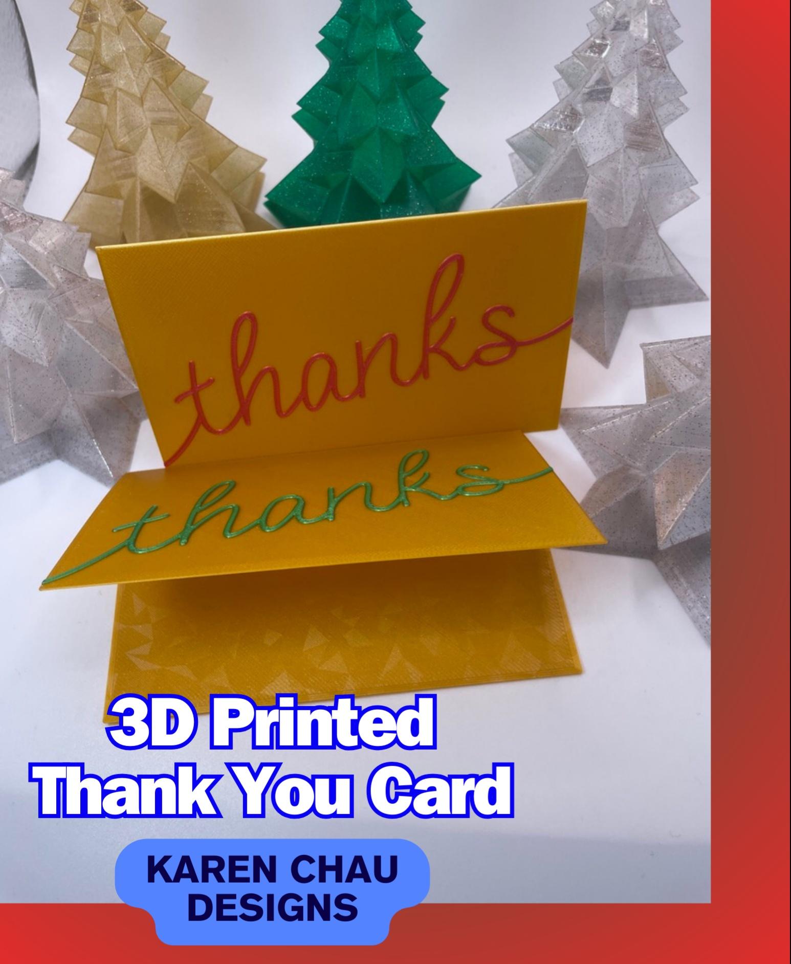 "thanks" Gift Card Holder Folded Card 3"x5" | Thank you card | Greeting card | Appreciation / Tip - Thanks for a fun design! - 3d model