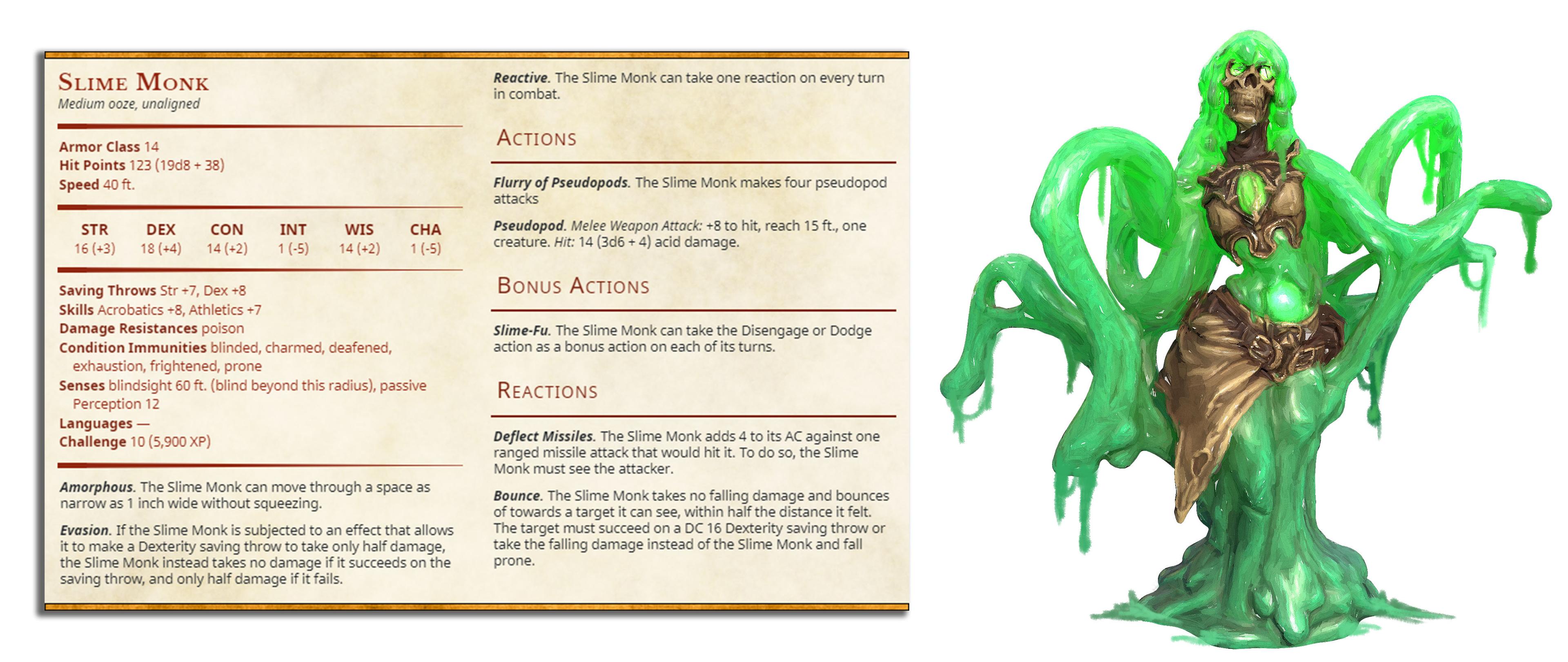 Slime Slime Monk - The Gelatinous Queen - PRESUPPORTED - Illustrated and Stats - 32mm scale			 3d model