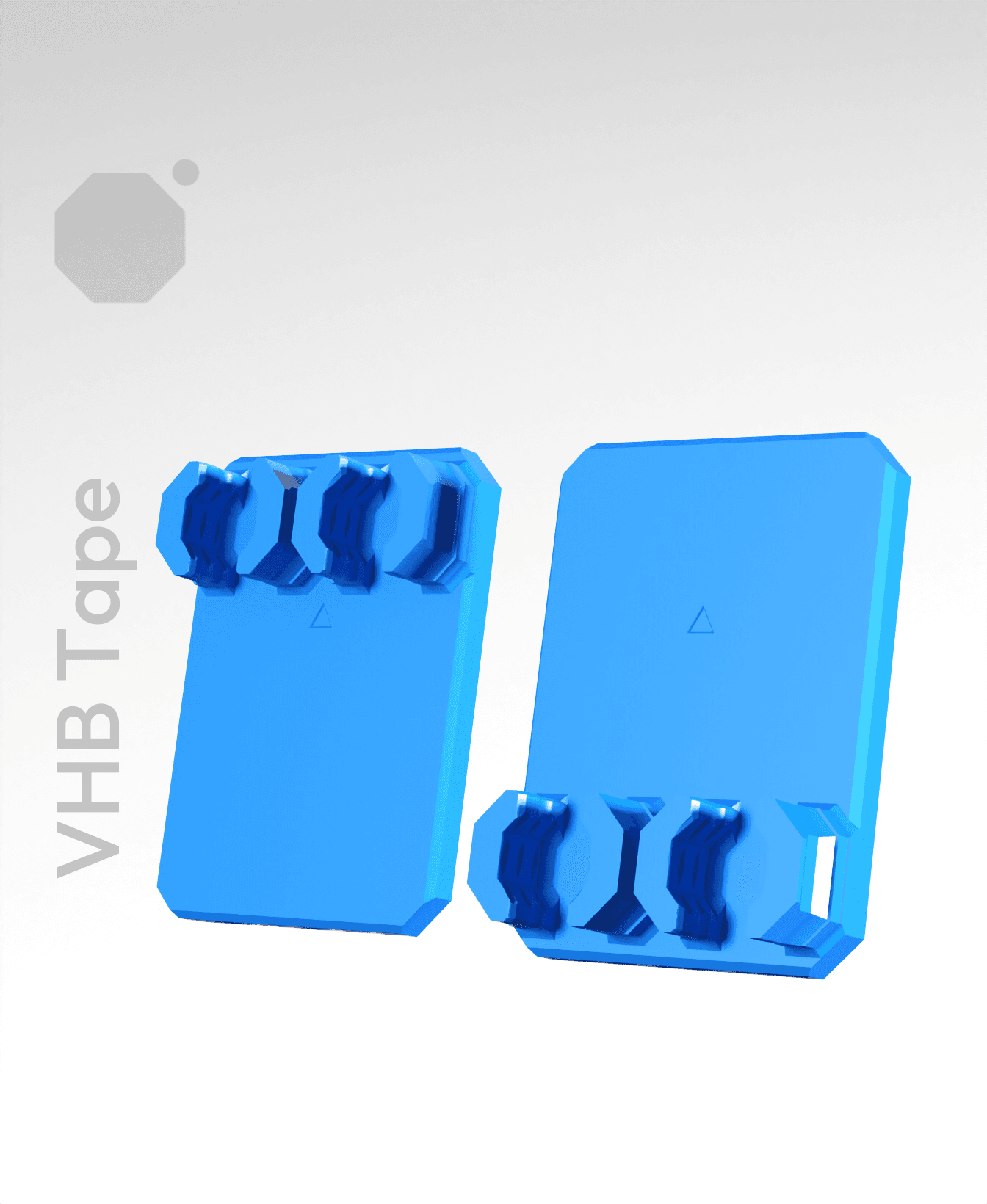 Horizontal Dual Snaps (DS Part A) - Small VHB Tape Mount 3d model