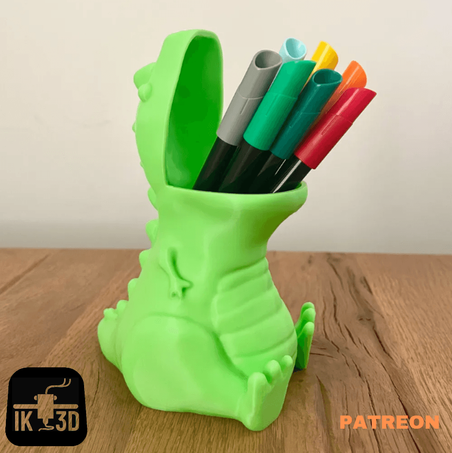 Chubby T-Rex Dinosaur Pencil Holder / Pot / Container 3d model