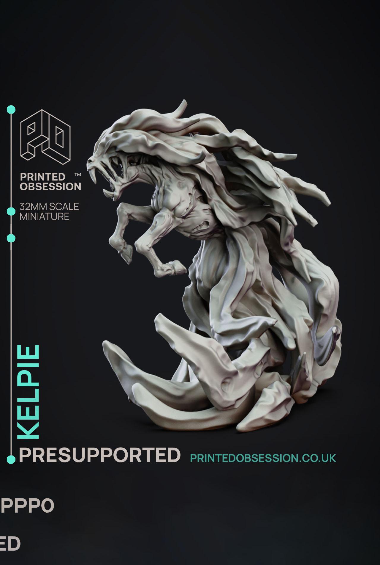 Kelpie - Elemental Familars - PRESUPPORTED - Illustrated and Stats - 32mm scale			 3d model