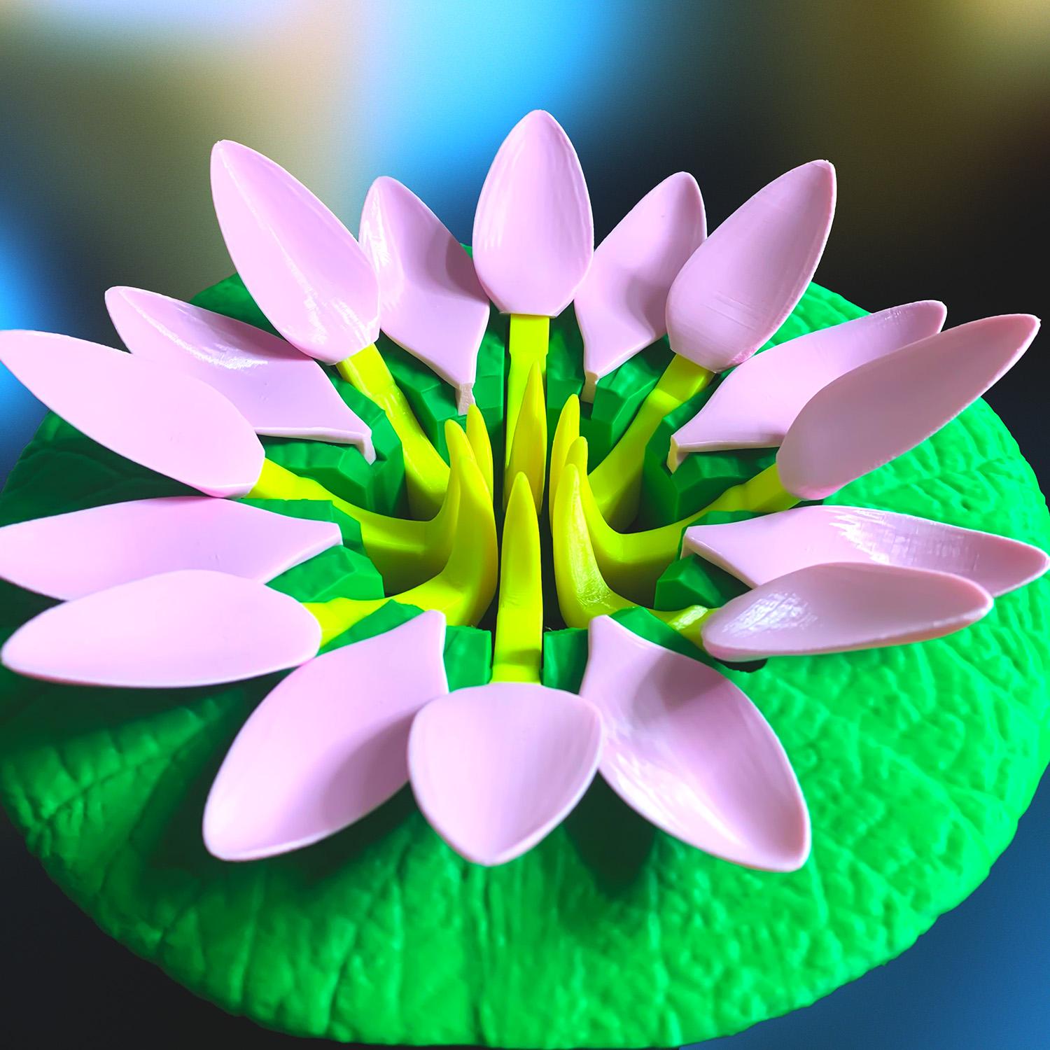 Lily Pad Cupholder - Pool Can Holder with Self Adjusting petals - Minor Issues with Pad. But overall badass design....... - 3d model