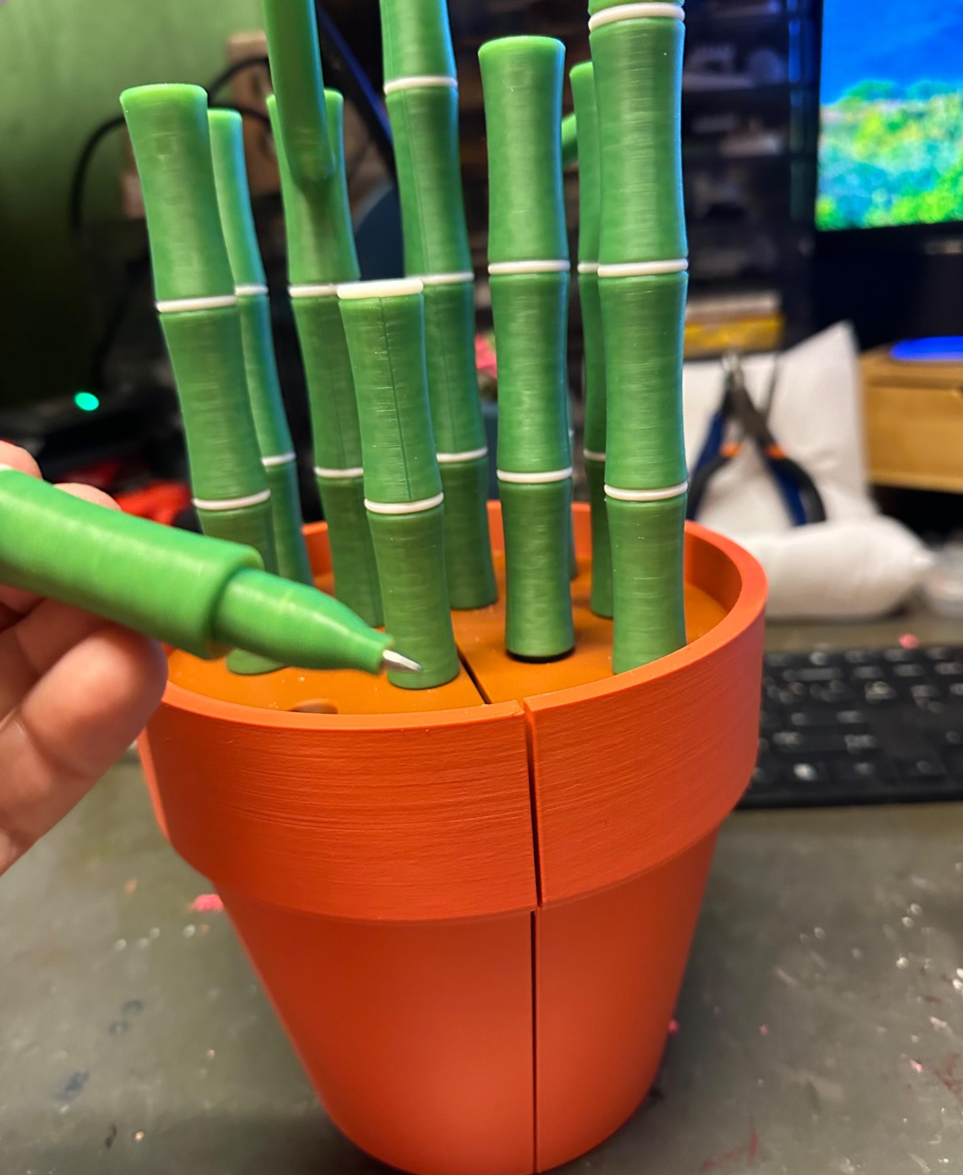 Bambookends - Bamboo Functional Plant with Pens, Highlighters, Post it note dispenser, and Bookmarks 3d model