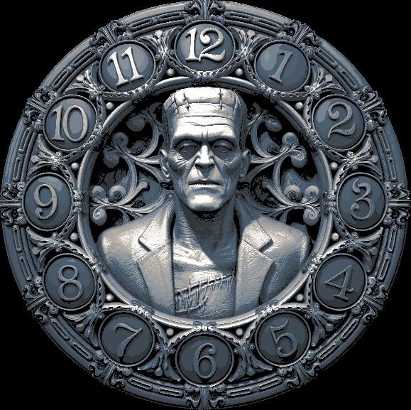 Doctor Frankenstein's Monster Clock Face for Halloween 3d model