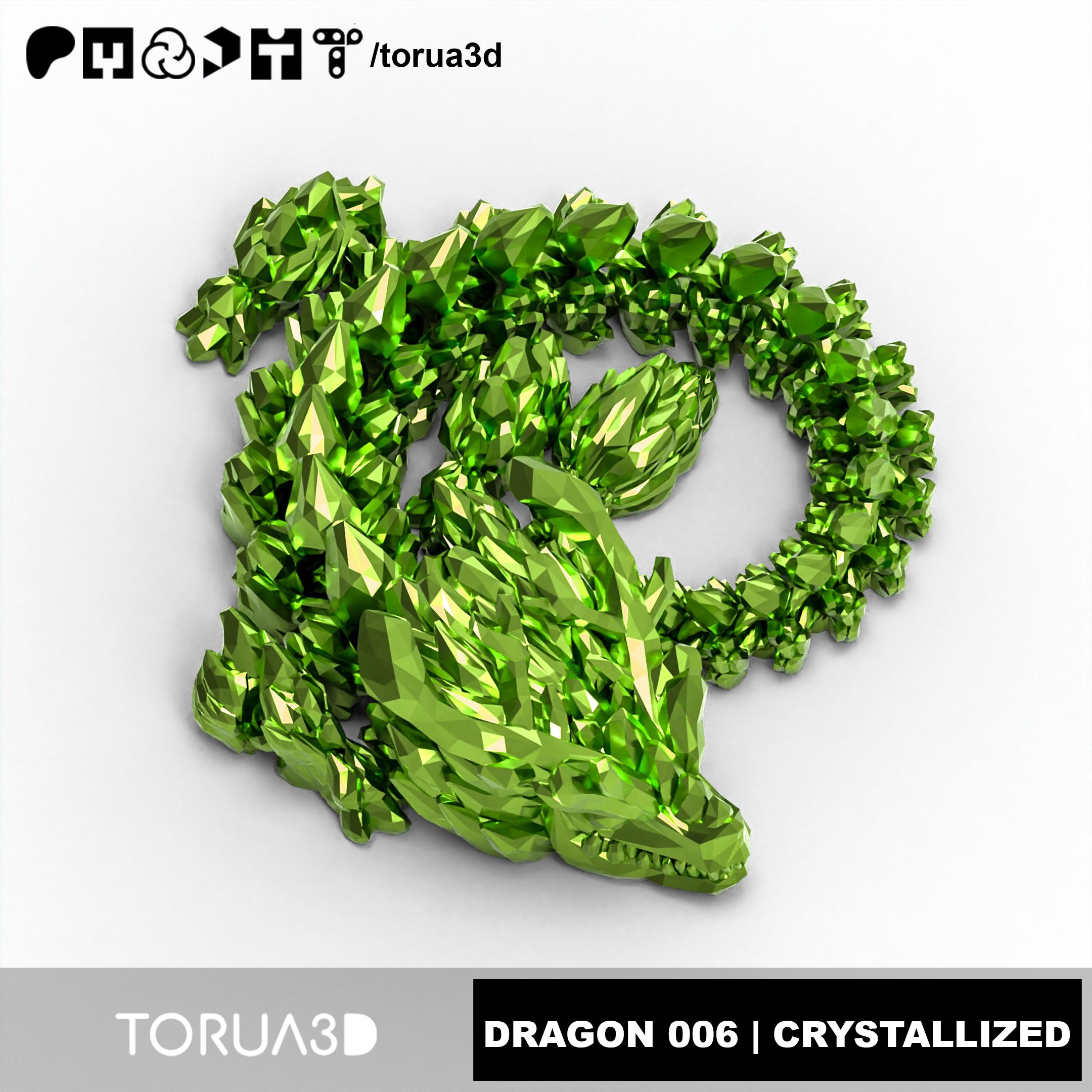 Articulated Dragon 006 - Crystallized - No supports - Print in place - STL 3d model