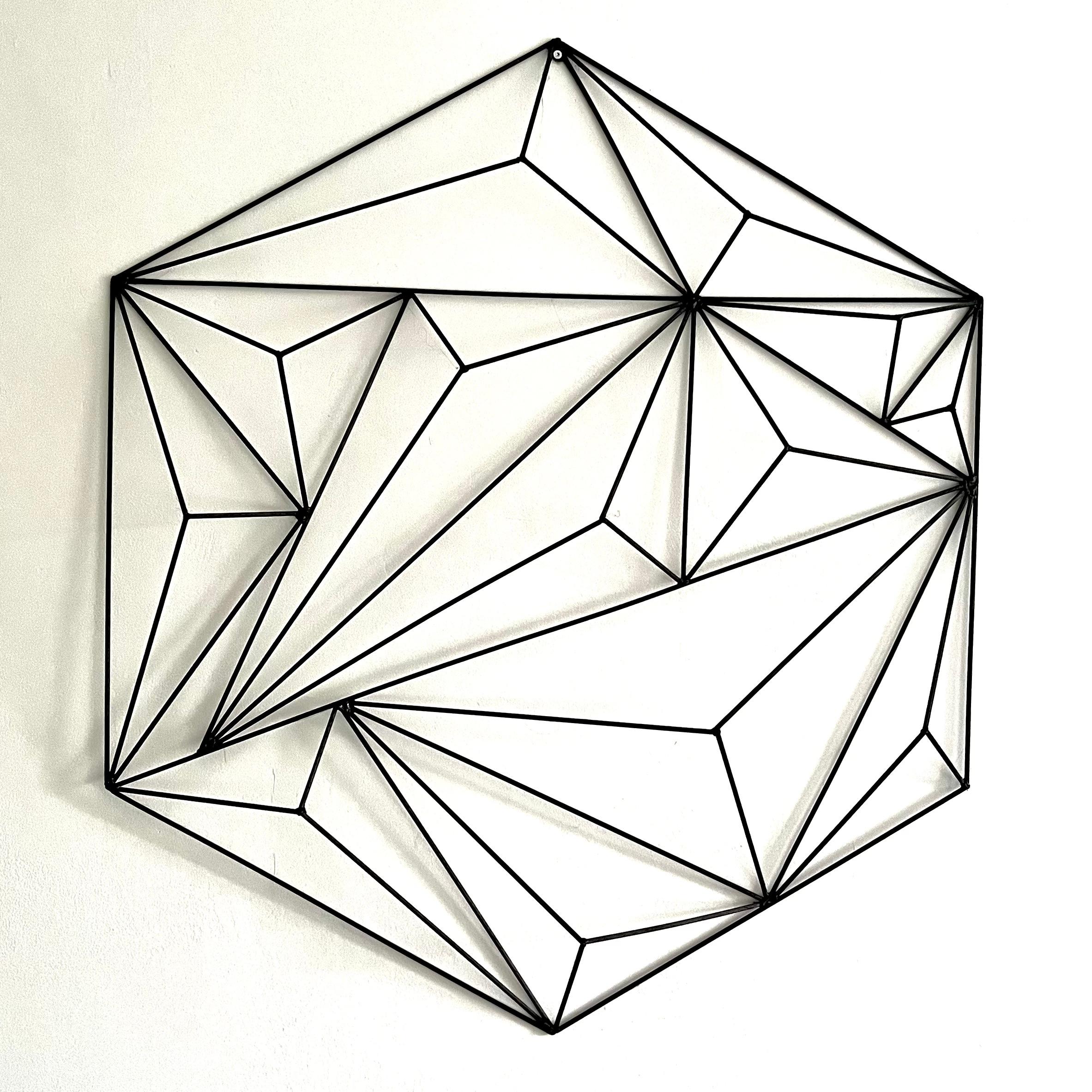 Hexagon lowpoly wall sculpture (wireframe) 3d model