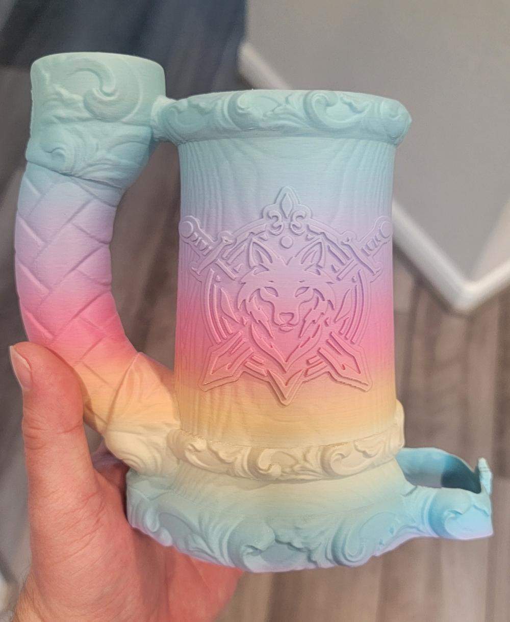 WOLF CREST CAN COZY DICE TOWER - Wife wanted one in pastel rainbow, it turned out great. I used auto tree supports on the plate only and got good results - 3d model