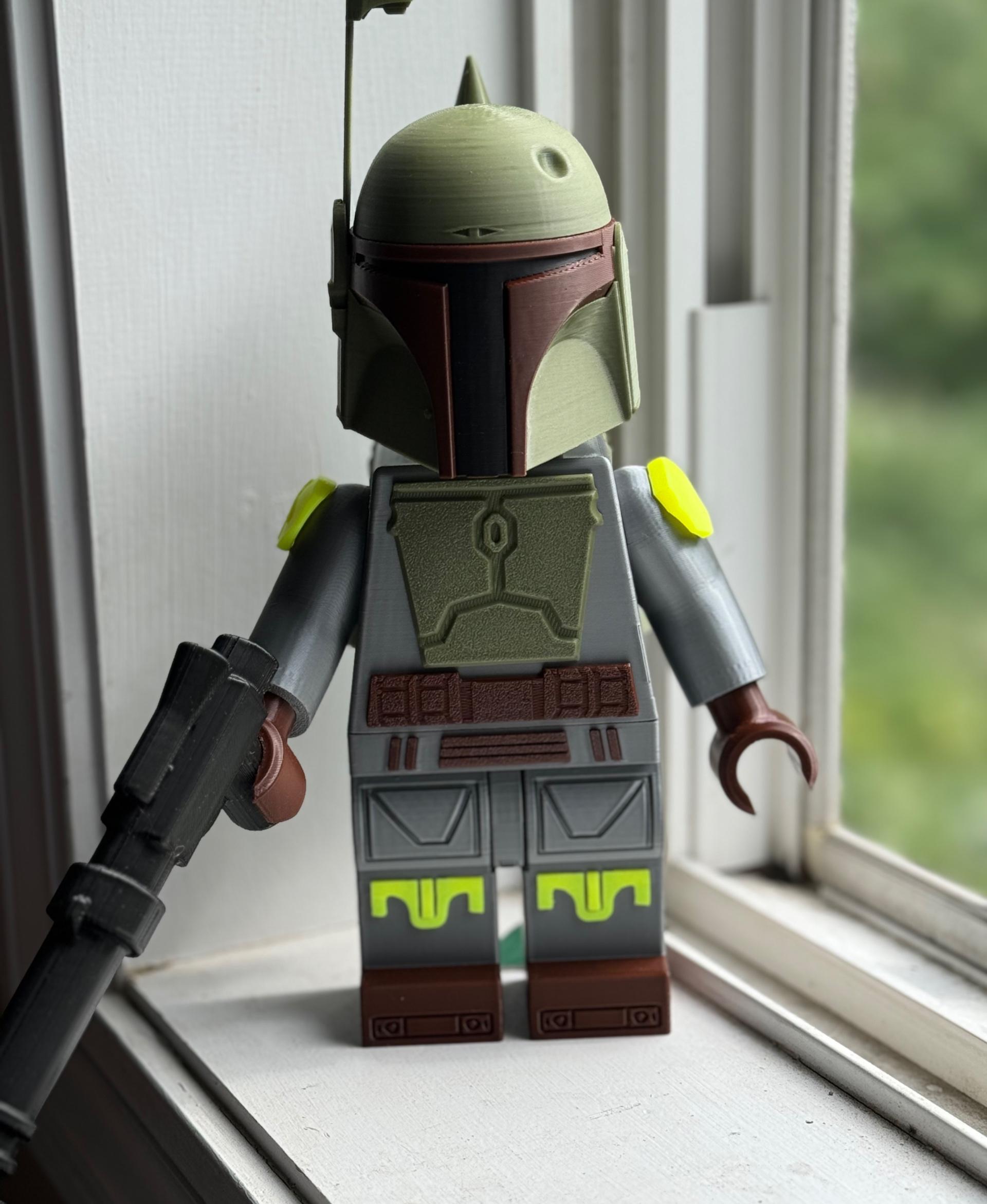Boba Fett (6:1 LEGO-inspired brick figure, NO MMU/AMS, NO supports, NO glue) - One of the best characters in StarWars!  - 3d model