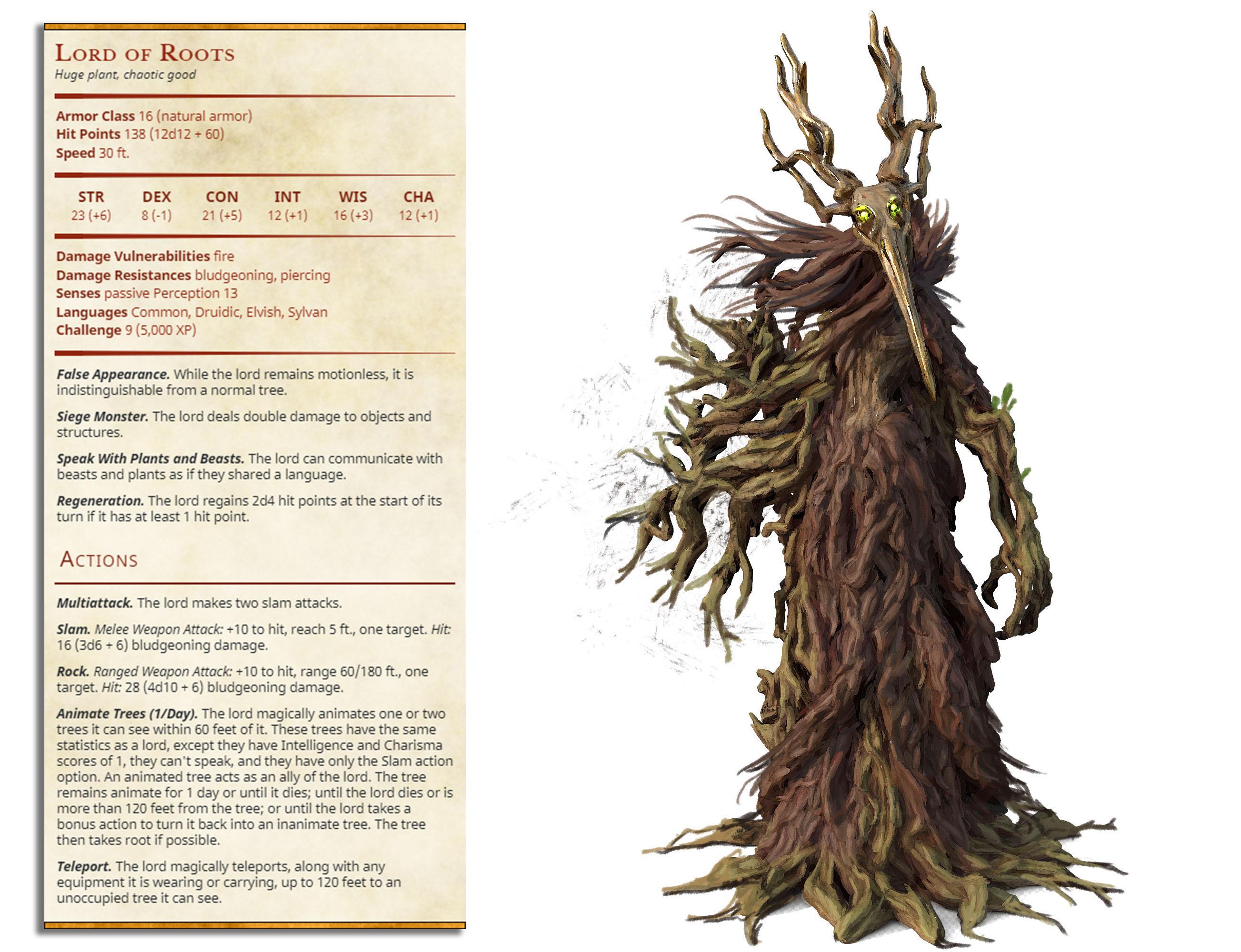 Lord of Roots - Faywild Vs Shadowfell - PRESUPPORTED - Illustrated and Stats - 32mm scale			 3d model