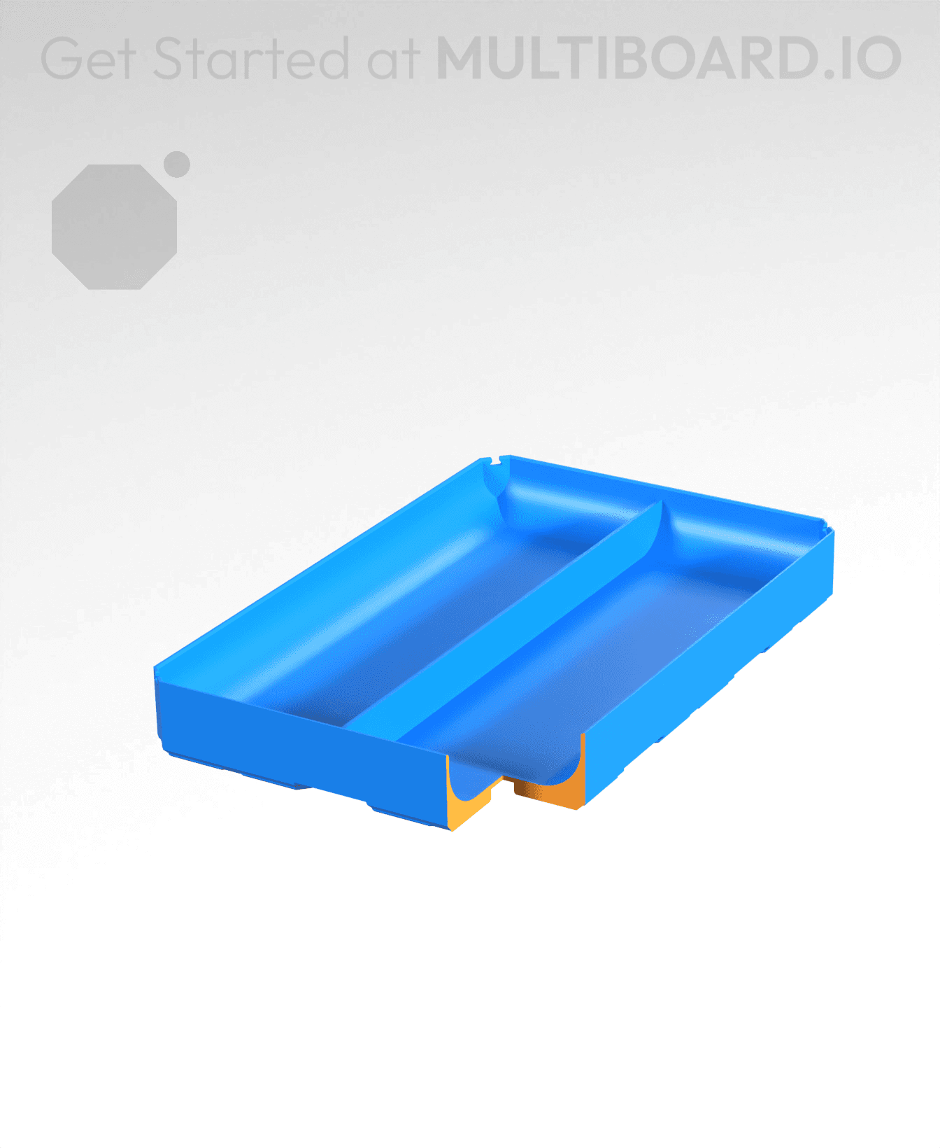 2x3x0.5 - Full Curved - Divided Bin - Multibin Insert 3d model