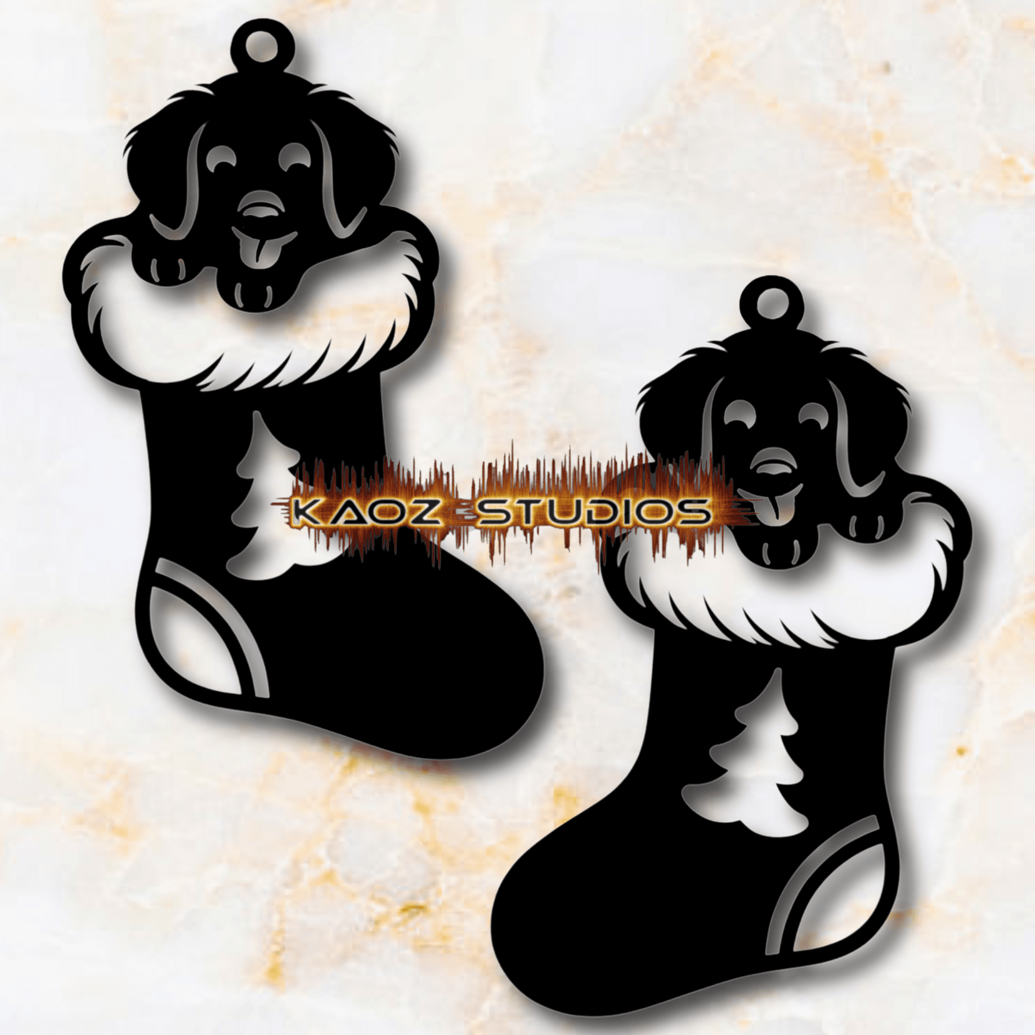 puppy in christmas stocking earrings xmas jewelery dog pendant 3d model