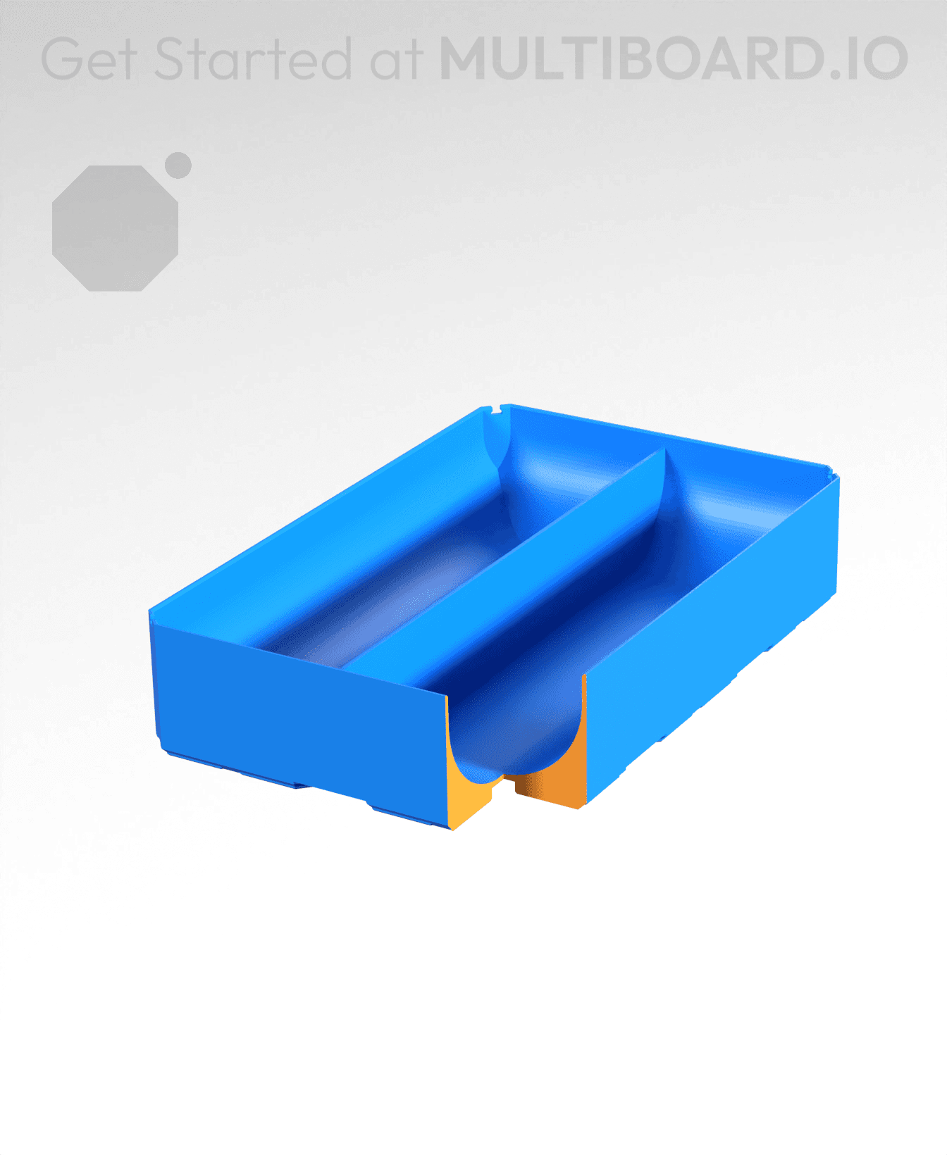 2x3x0.75 - Full Curved - Divided Bin - Multibin Insert 3d model