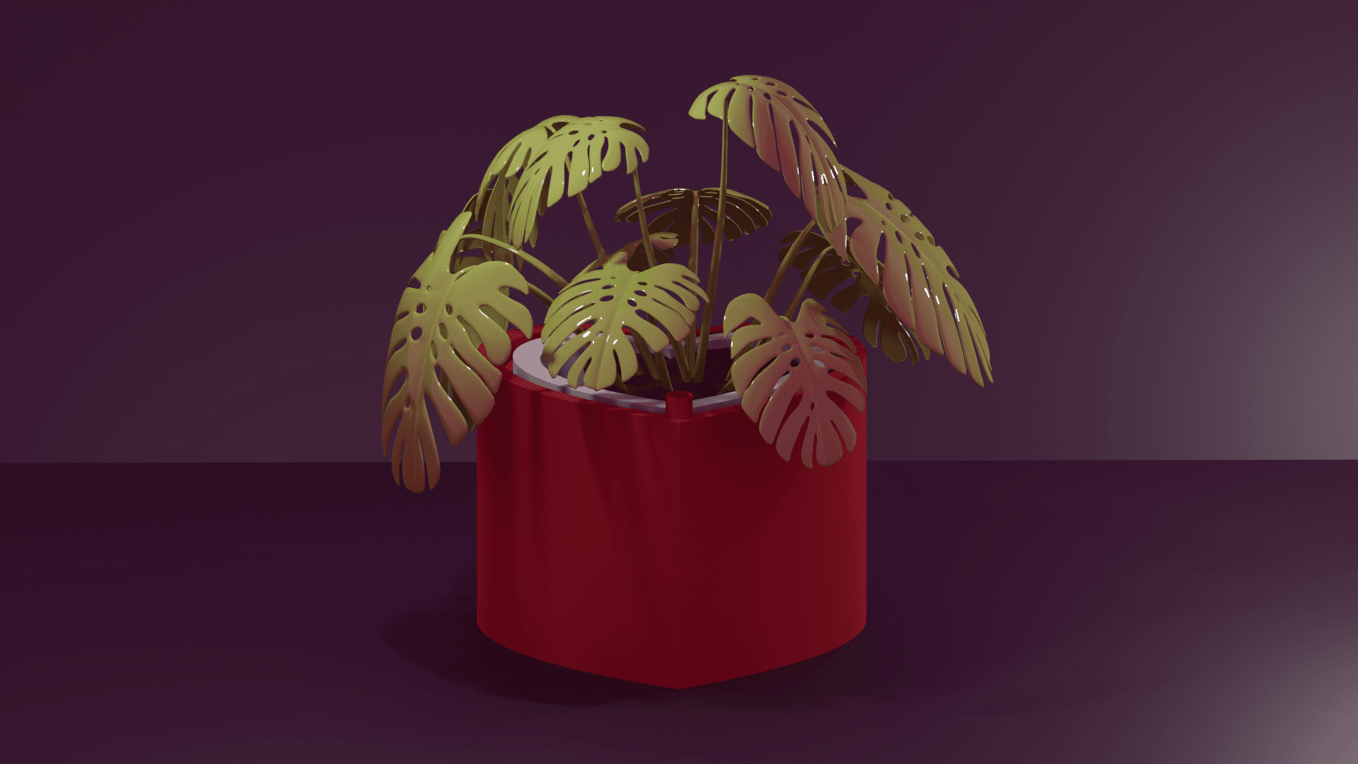 The Self Fulfilling Heart - Remix of Simple Heart Box with Lid - The Self Fulfilling Heart with a mini monstera plant set inside - 3d model