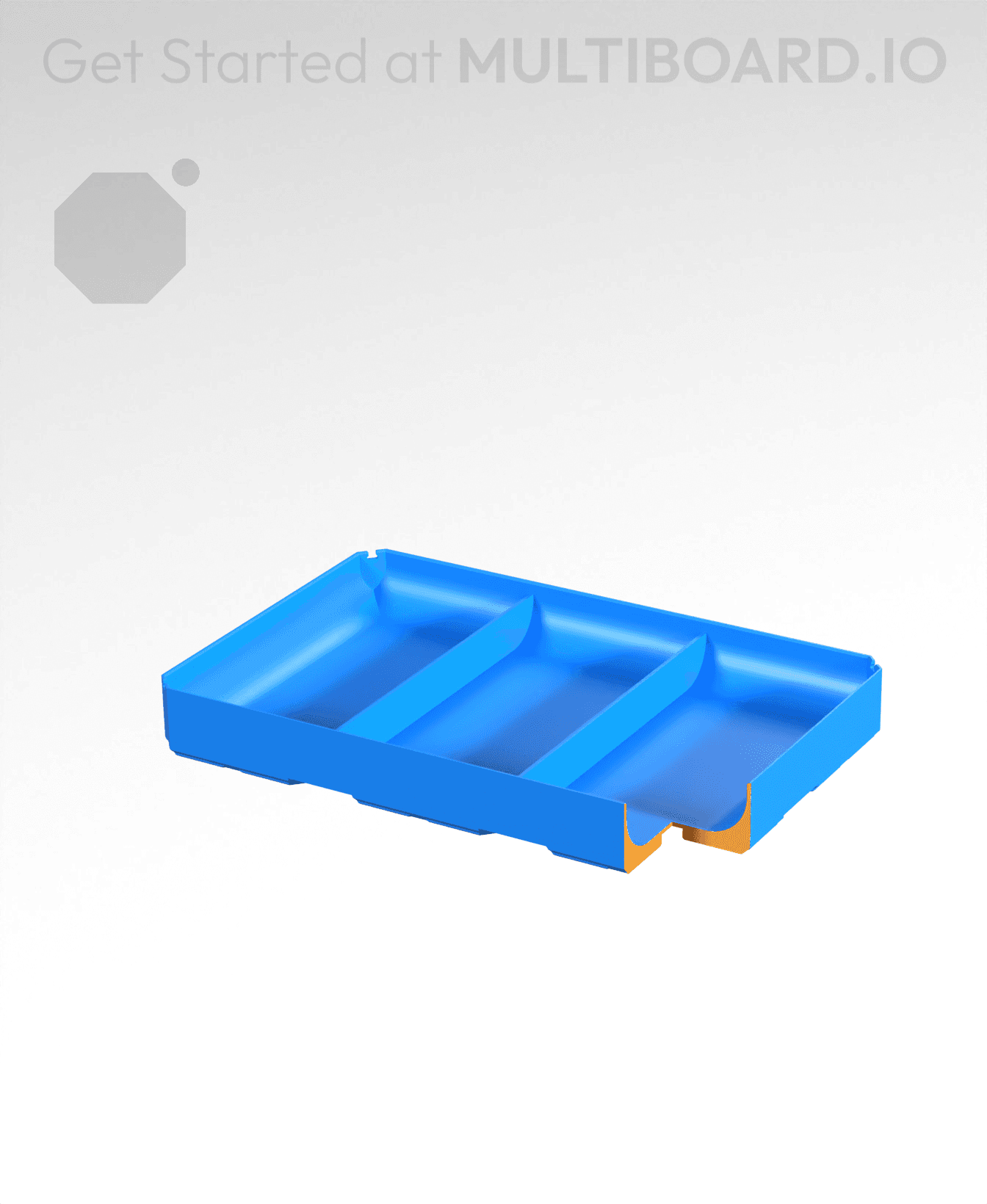 3x2x0.5 - Full Curved - Divided Bin - Multibin Insert 3d model