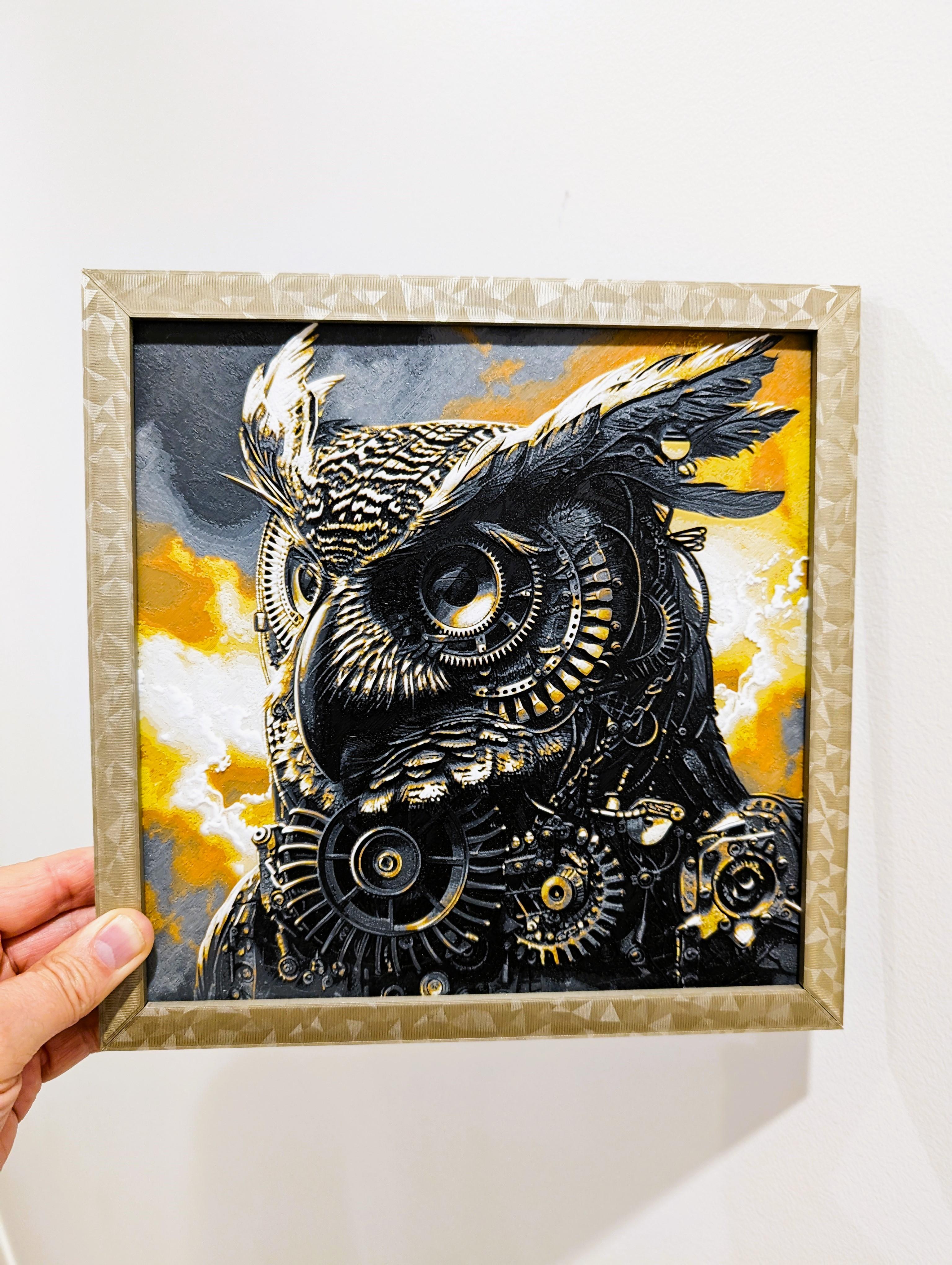 Diesel Punk Owl - Hueforge Print 3d model