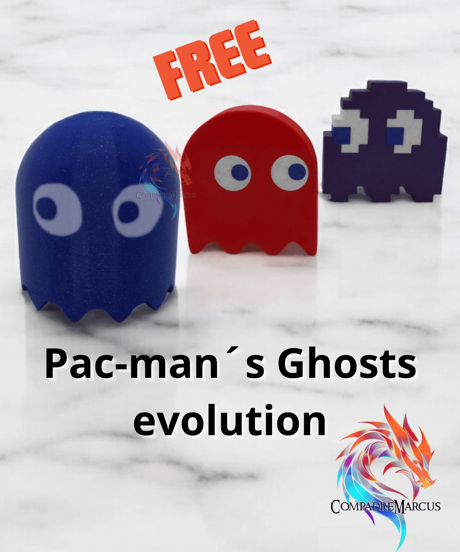 Pac-man ghost evolution figures / set of 3 / 3mf included 3d model