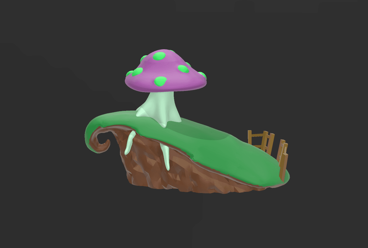 mushroom on a cliff 3d model