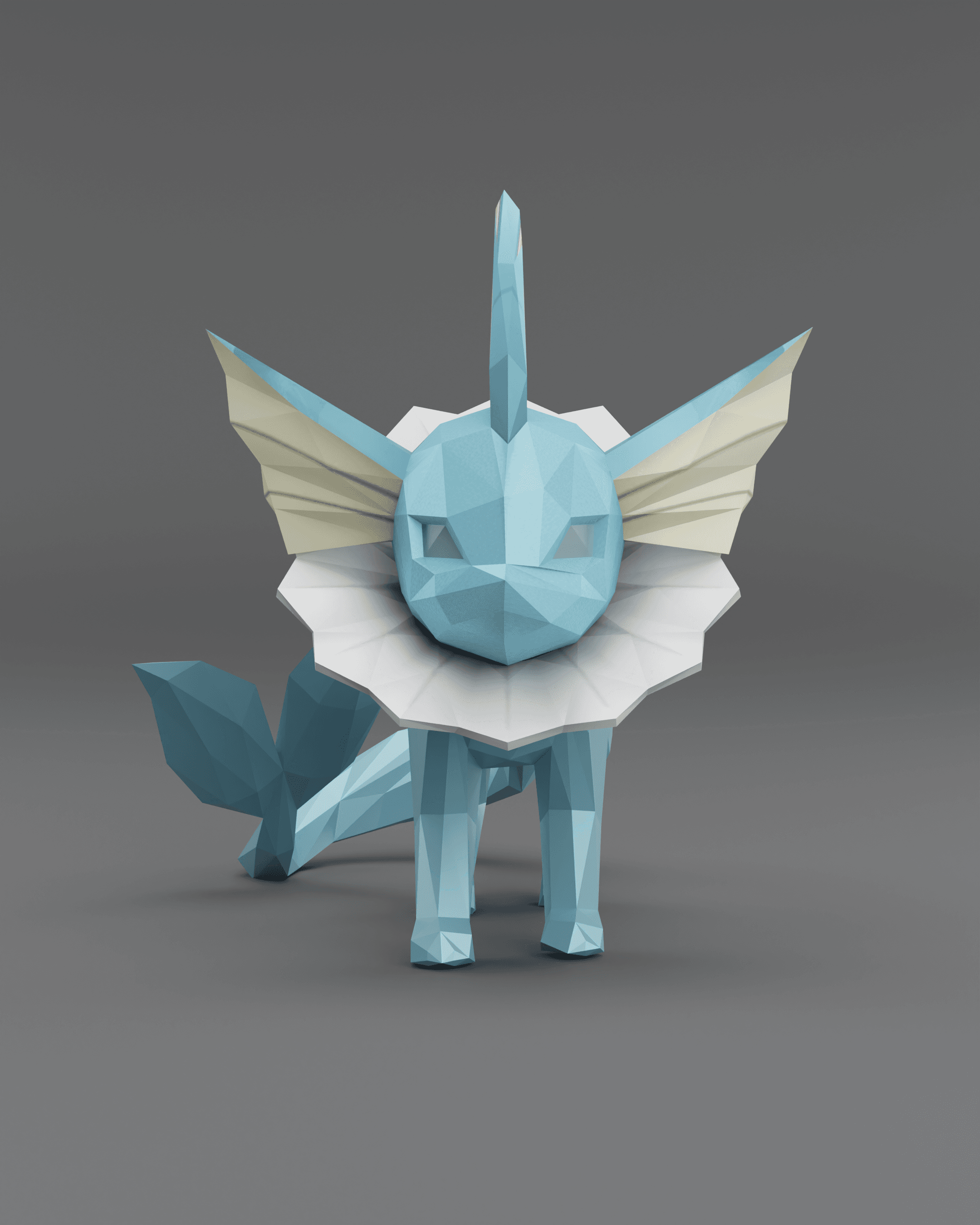 Low Poly Vaporeon - Fan Art (Bambu Project and Multi-Part Included) 3d model