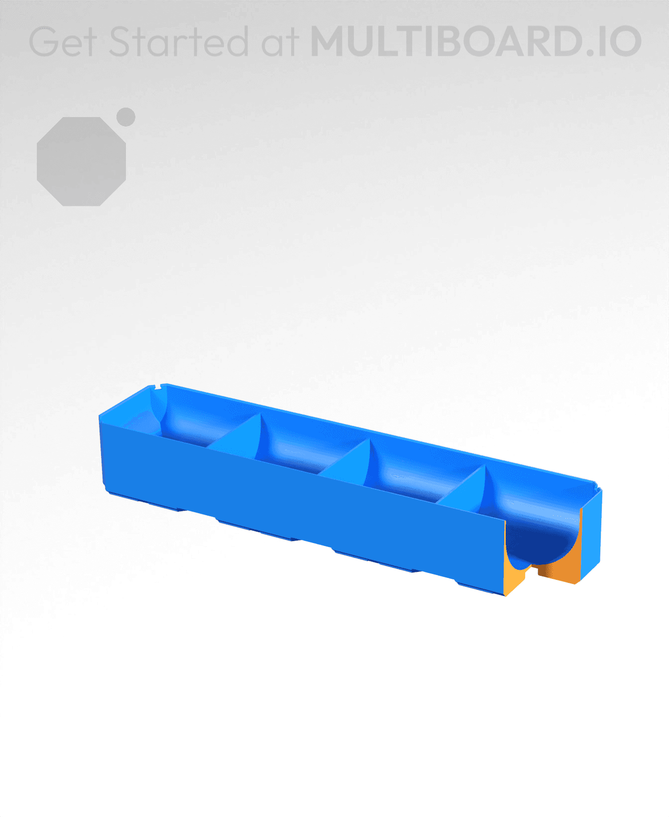 4x1x0.75 - Full Curved - Divided Bin - Multibin Insert 3d model