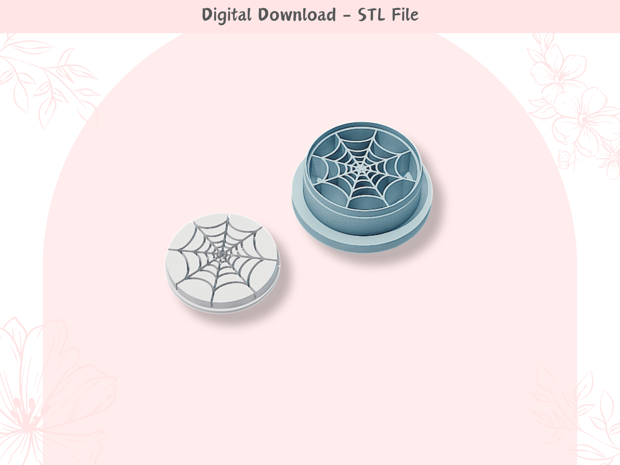 Spider Web Clay Cutter for Polymer Clay | Digital STL File | Clay Tools | 4 Sizes Halloween 3d model