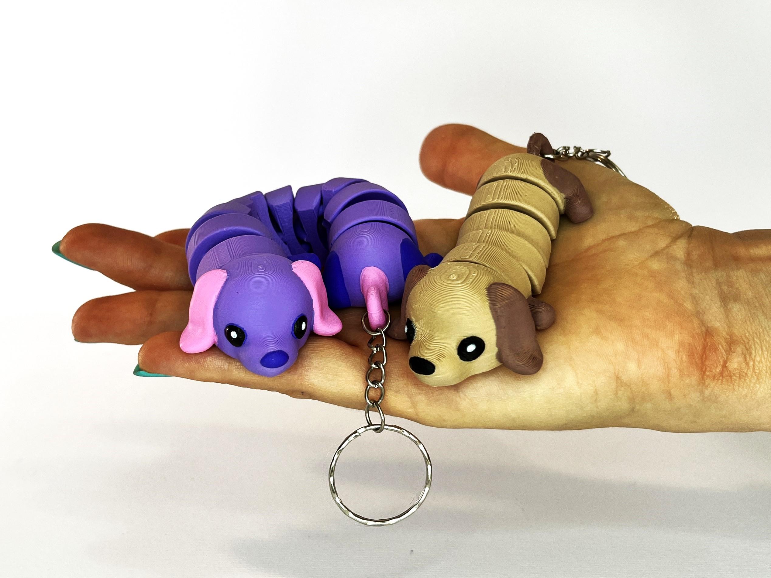  Cute Flexi Pets Long Puppy Dog (Keychain & Magnet) 3d model