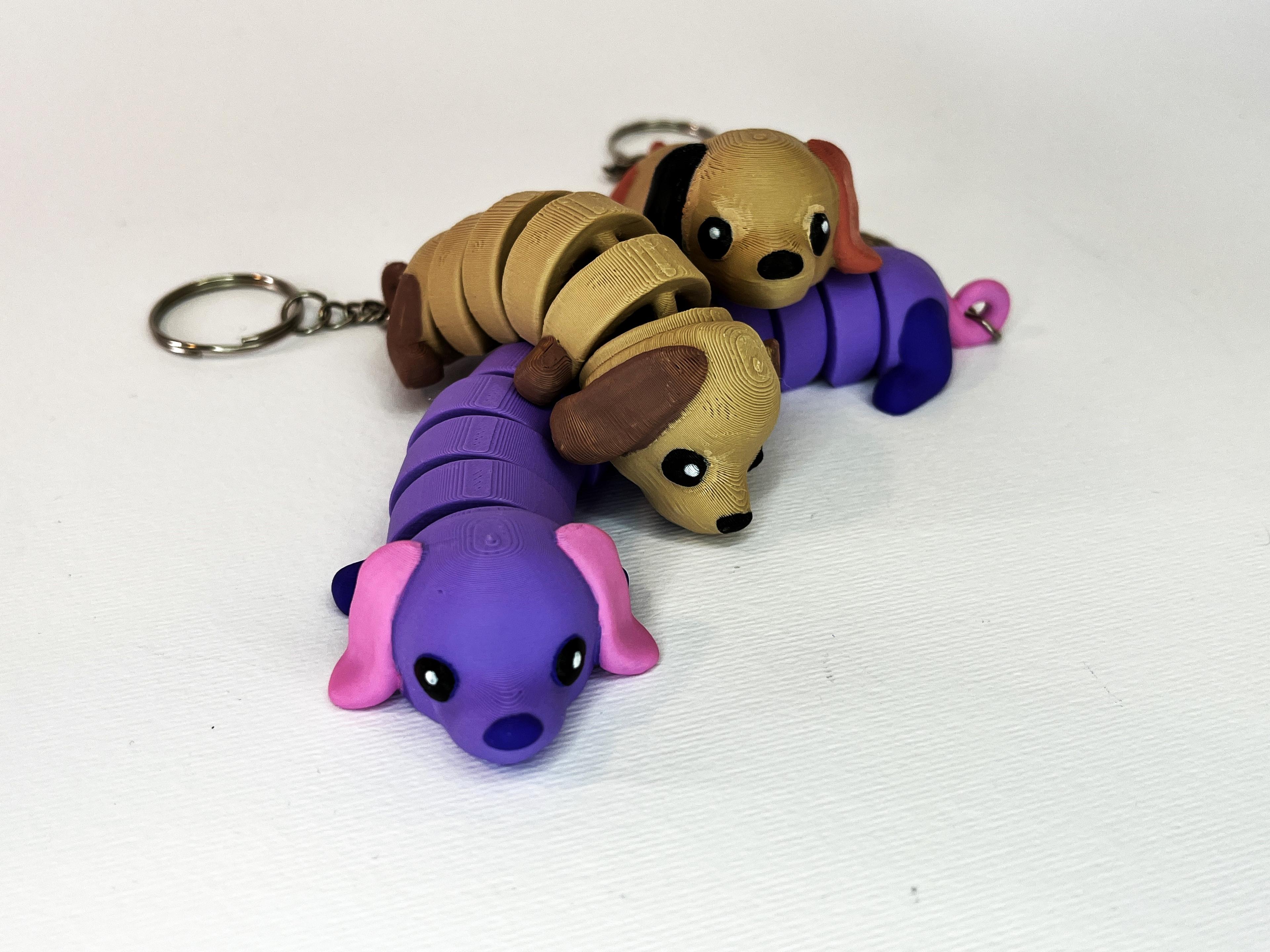  Cute Flexi Pets Long Puppy Dog (Keychain & Magnet) 3d model