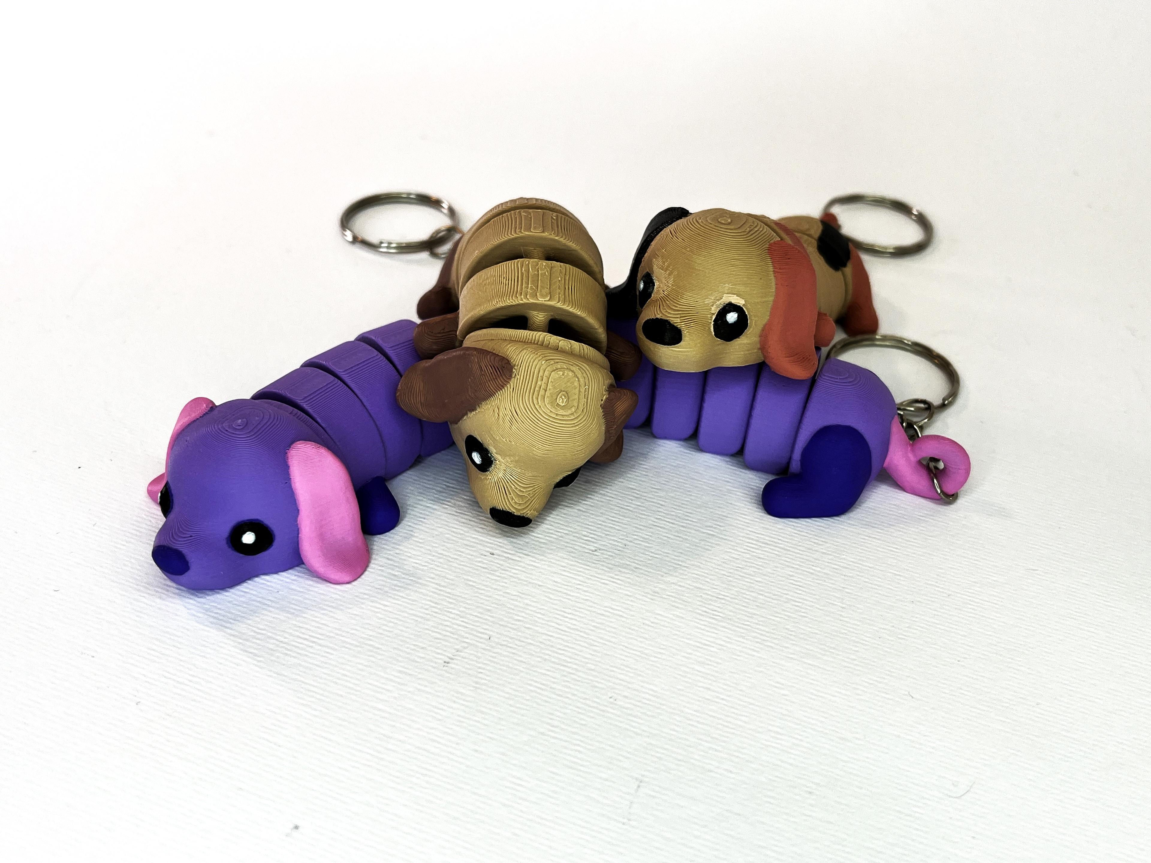  Cute Flexi Pets Long Puppy Dog (Keychain & Magnet) 3d model