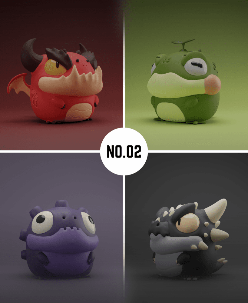 Grumpii 3D Printable Art Toy - Chubbii Series - Set 2 3d model