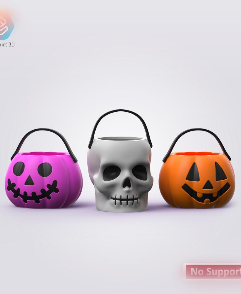 Halloween Pumpkins Basket 3d model