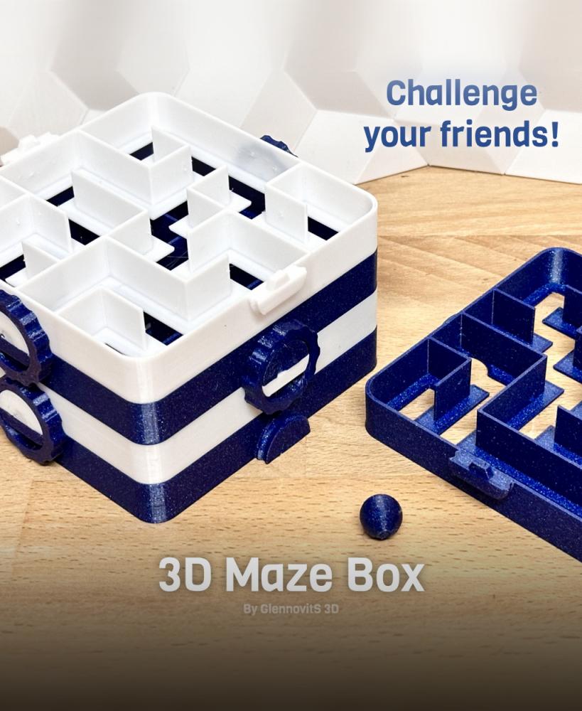 3D Maze Box (Costumizable puzzle!) 3d model