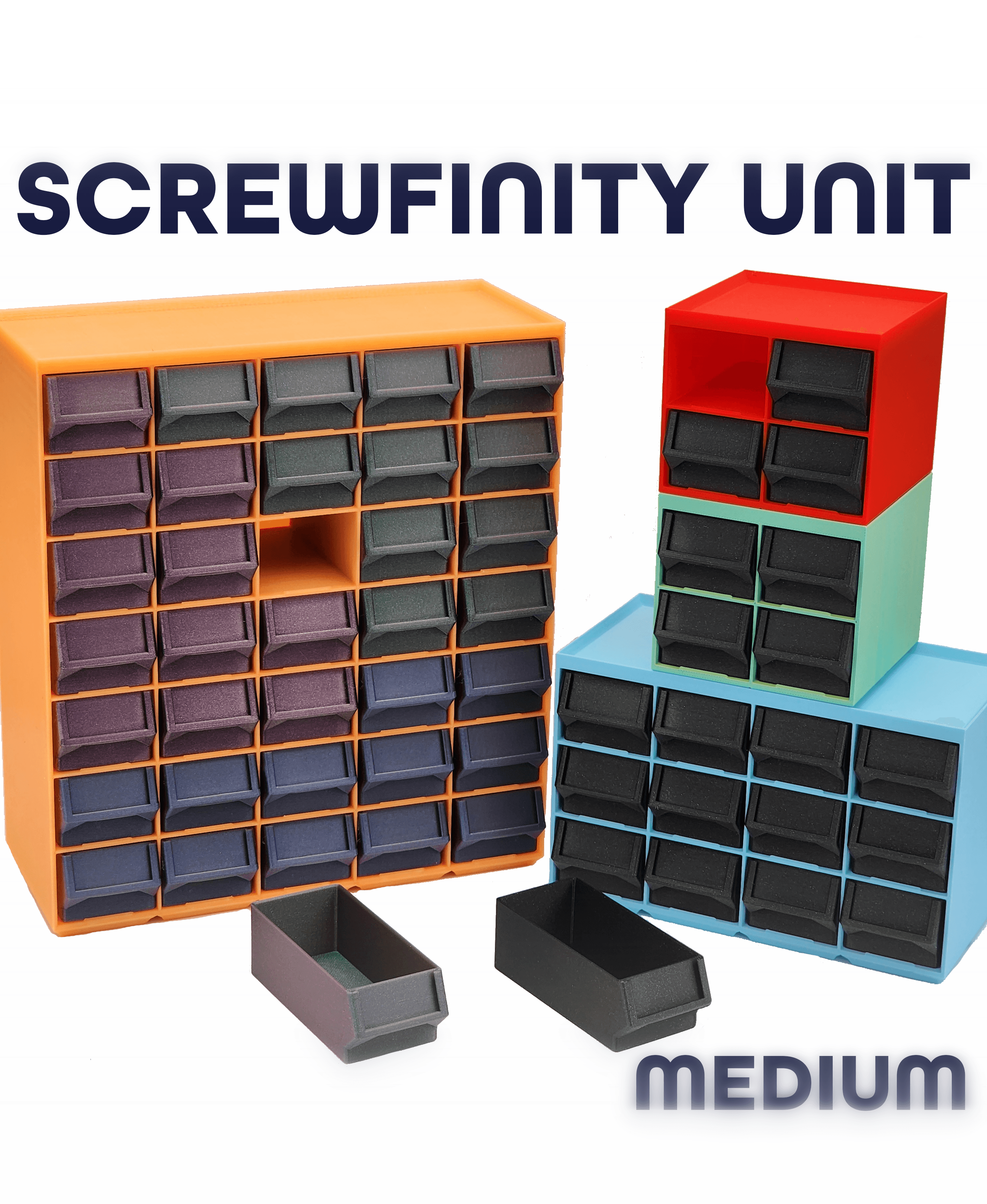 Screwfinity Unit 2U Medium - The Gridfinity Storage Unit 3d model