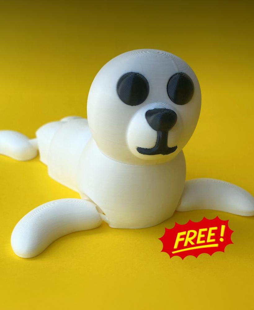 Flexi Seal, Cute Articulated Animal Toy Multicolor 3MF, Singlecolor STL 3d model