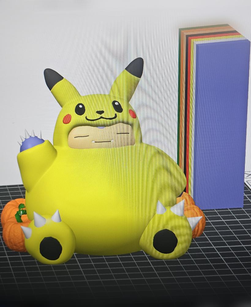 Free Halloween 2024 3D Print: (Easy Supportless) Snorlax in Pikachu Costume 3d model