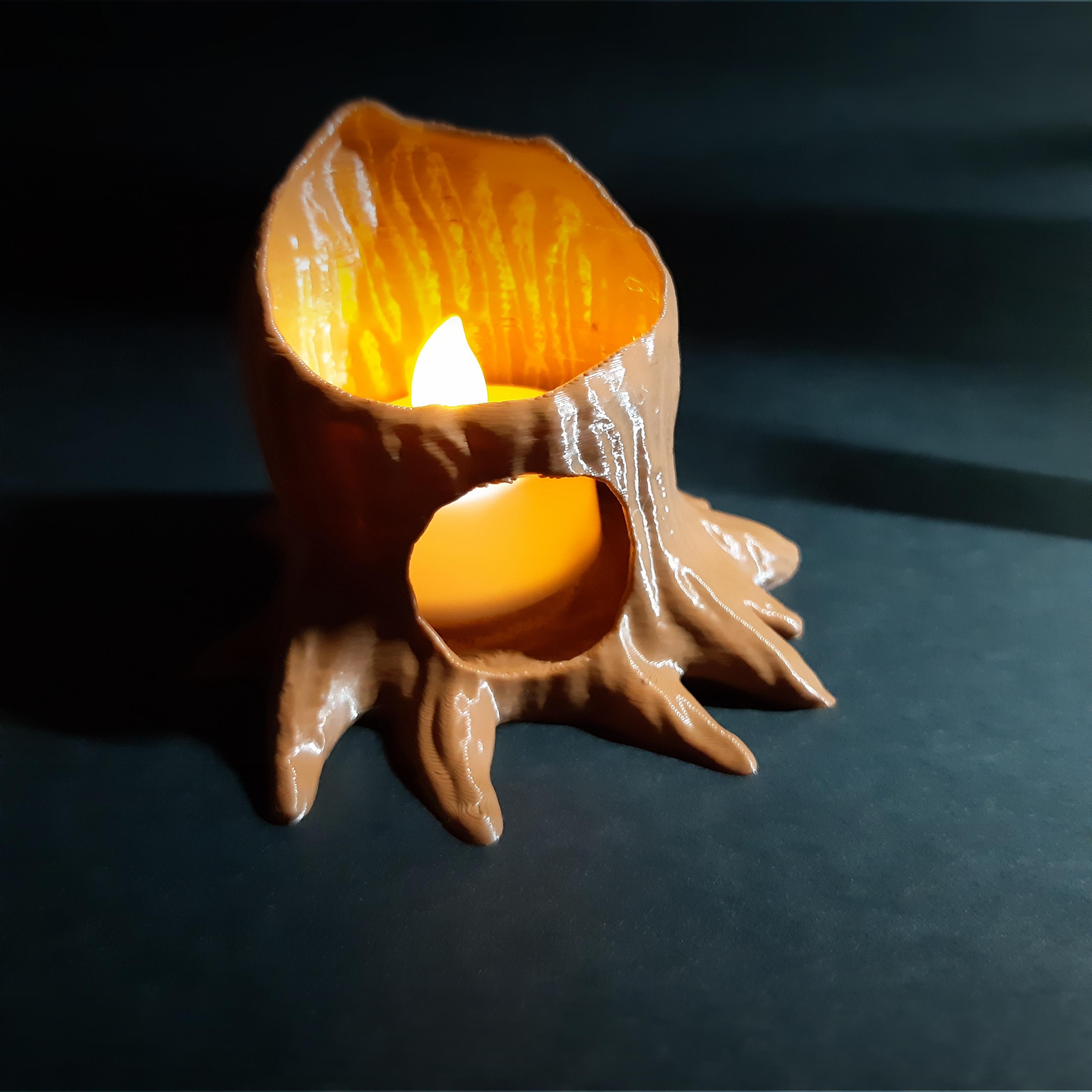 HOLLOW STUMP CONTAINER - PEN HOLDER - TEALIGHT HOLDER - PRINT-IN-PLACE - SUPPORT FREE 3d model