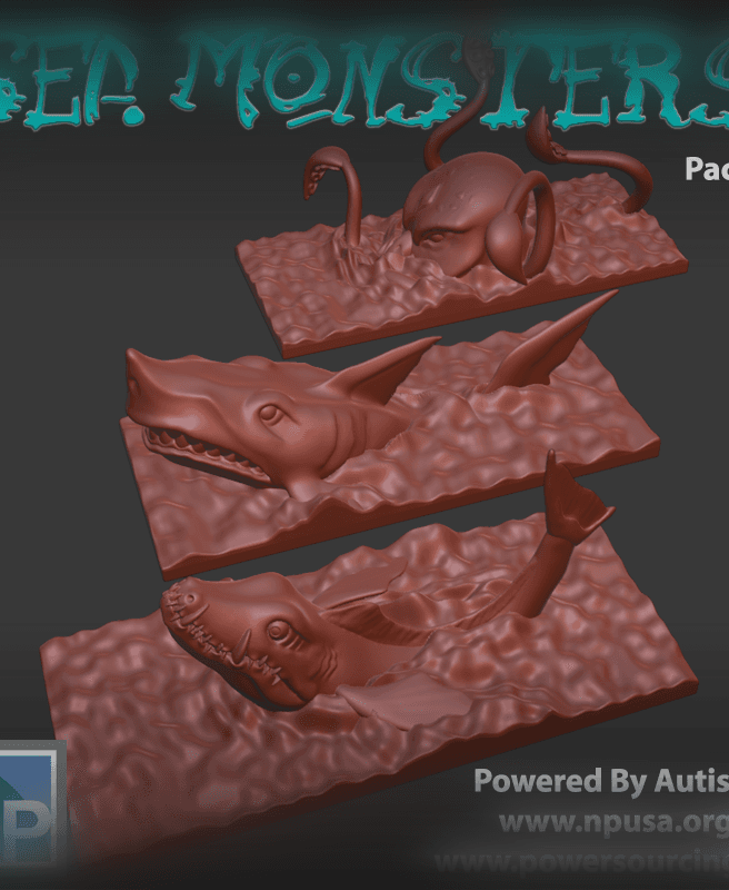 Mini Sea Monsters, pack 1 3d model