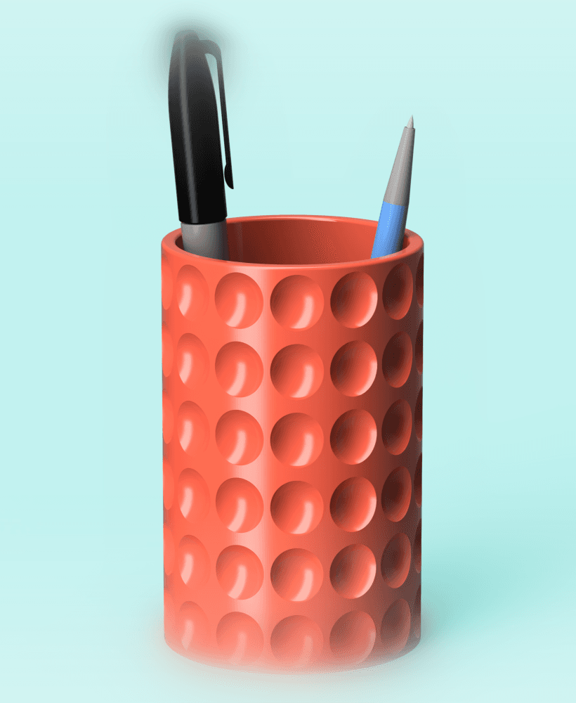 Concave Faceted Pen Cup 3d model