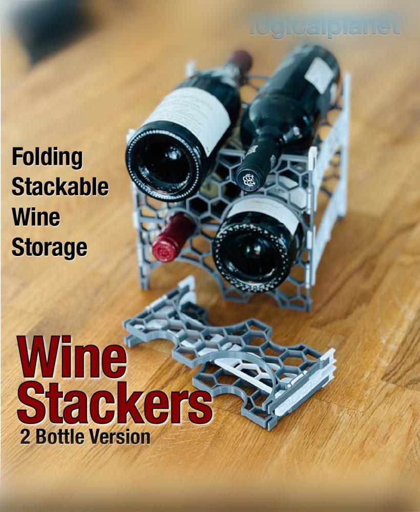 Wine Stackers, 2-Bottle per Layer Version 3d model