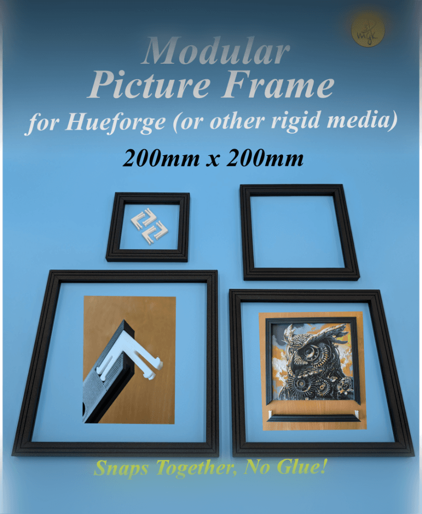 200 x 200mm Modular Picture Frame for Hueforge or Rigid Media 3d model